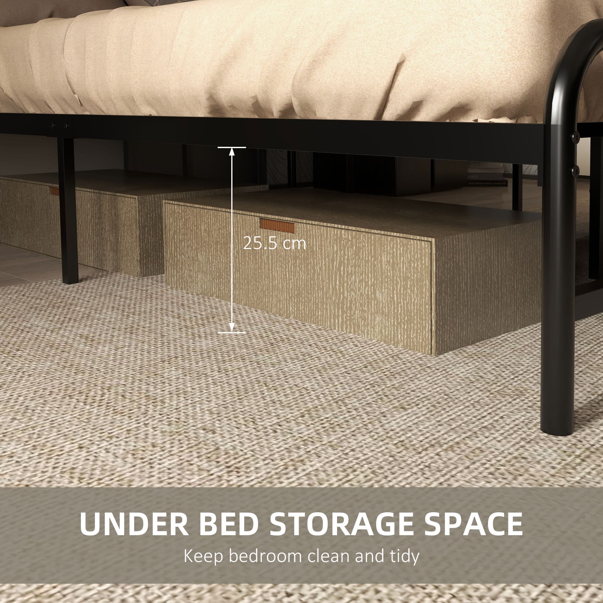 Rustic Industrial Double Bed Frame with Underbed Storage - image 2