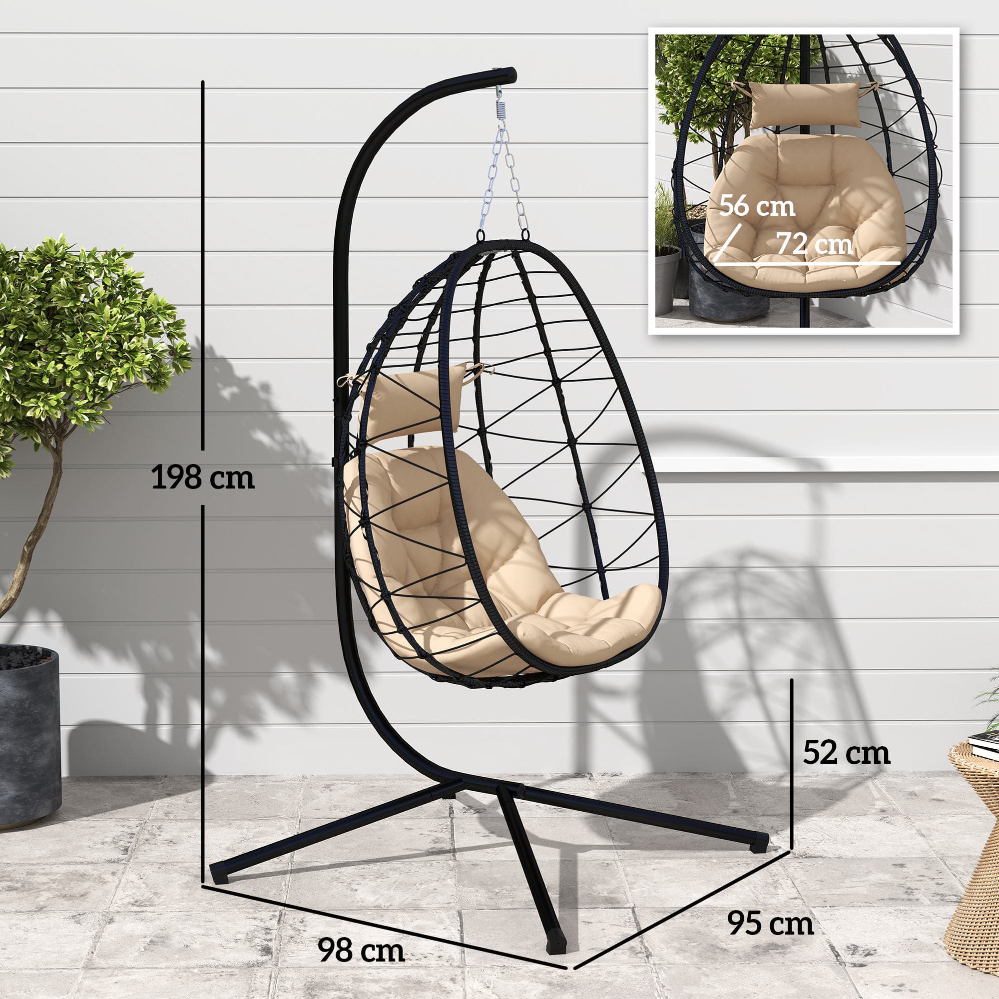 Transform Your Space with this Khaki Hanging Egg Chair - image 2