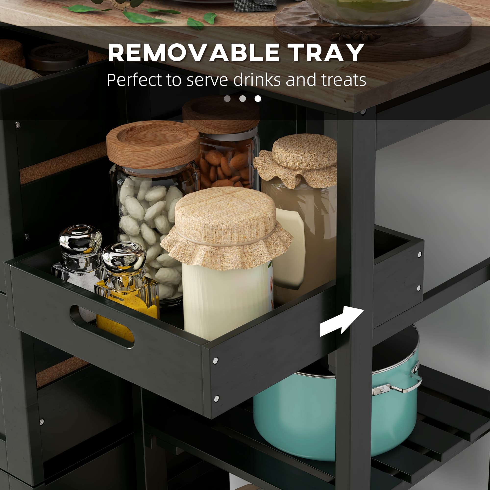 Transform Your Space with this Black Rolling Kitchen Cart - image 3