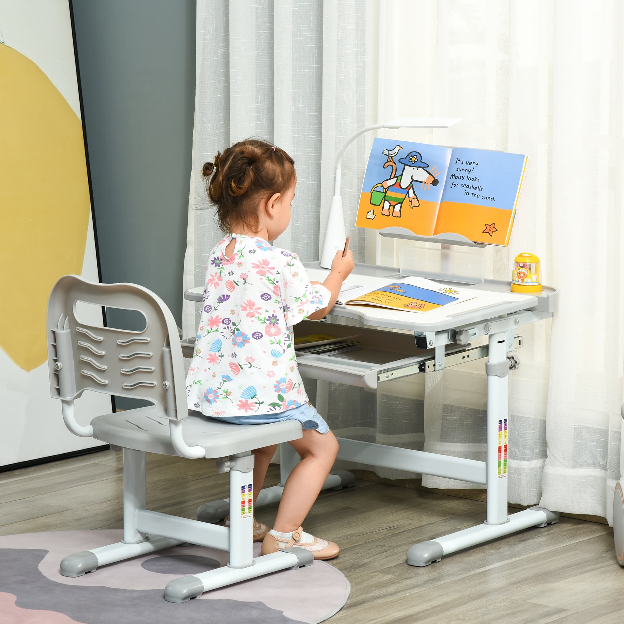Ergonomic Grey Kids Study Desk and Chair Set for Growing Minds - image 4