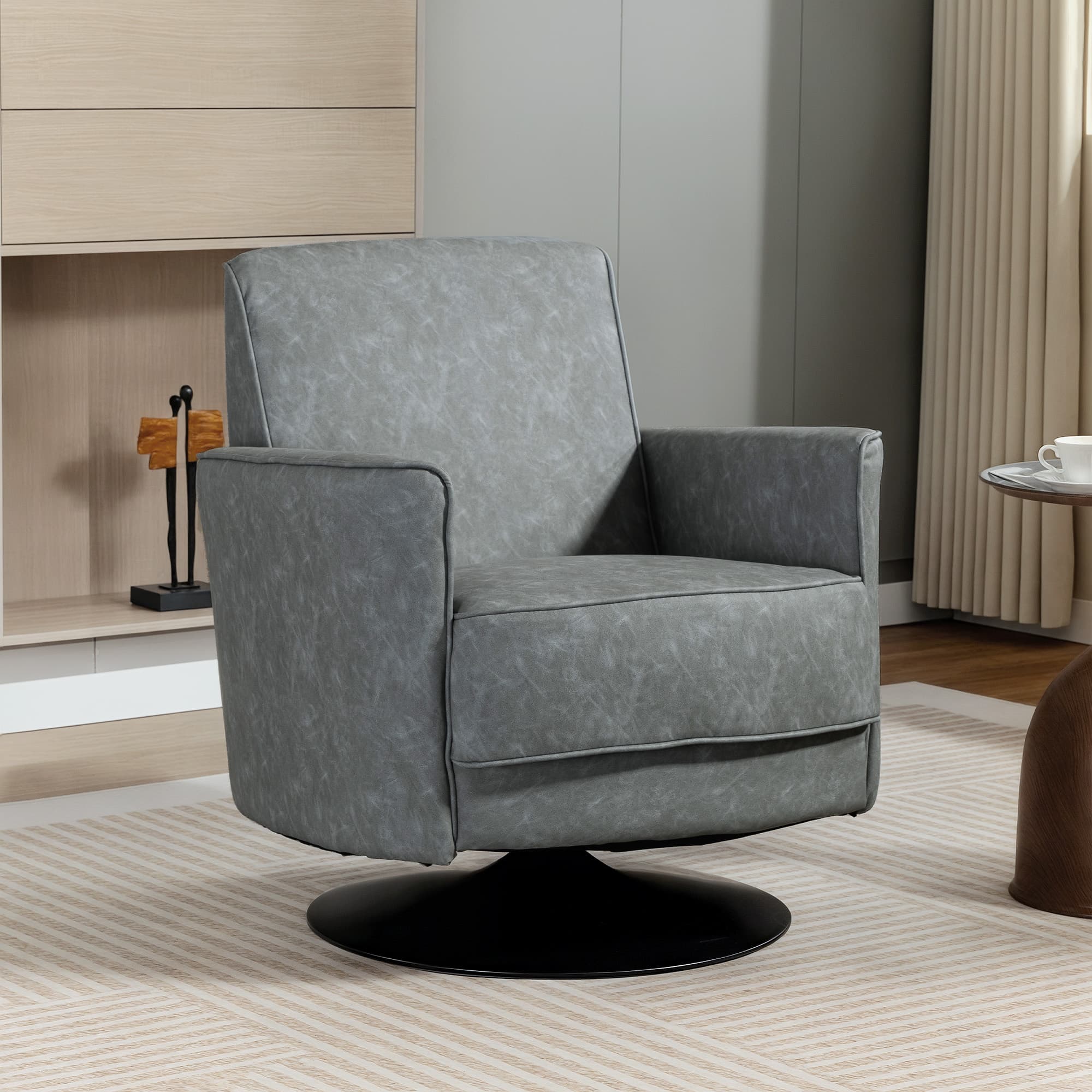 Transform Your Space with the Grey PU Leather Swivel Chair - image 5