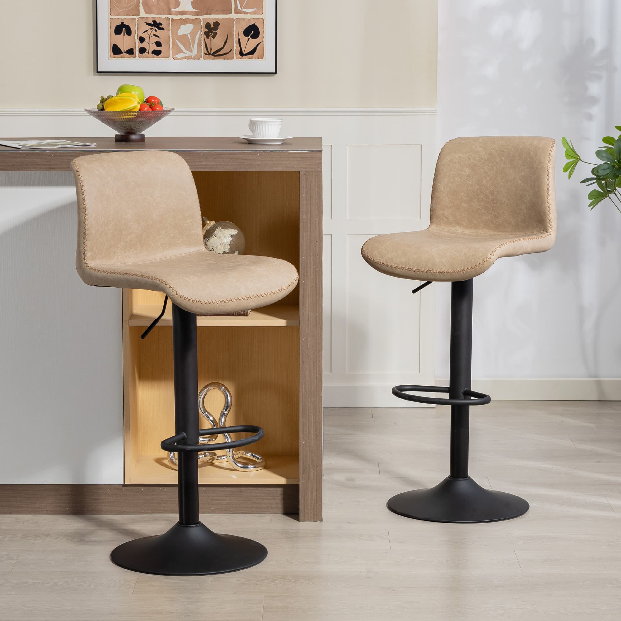 Transform Your Kitchen with Light Brown PU Leather Bar Stools - image 5