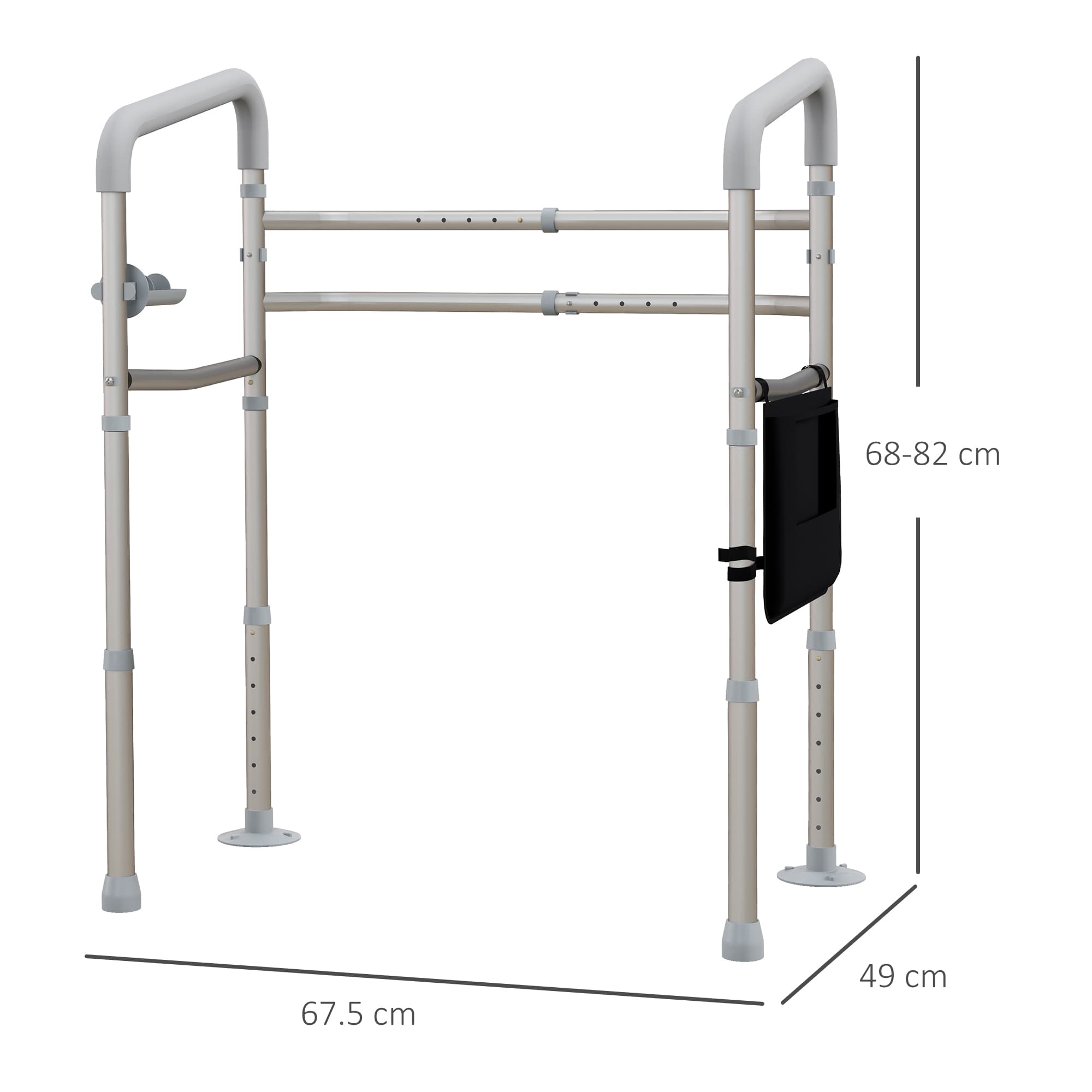 Free-Standing Toilet Frame with Adjustable Arms and Storage Pouch - image 8