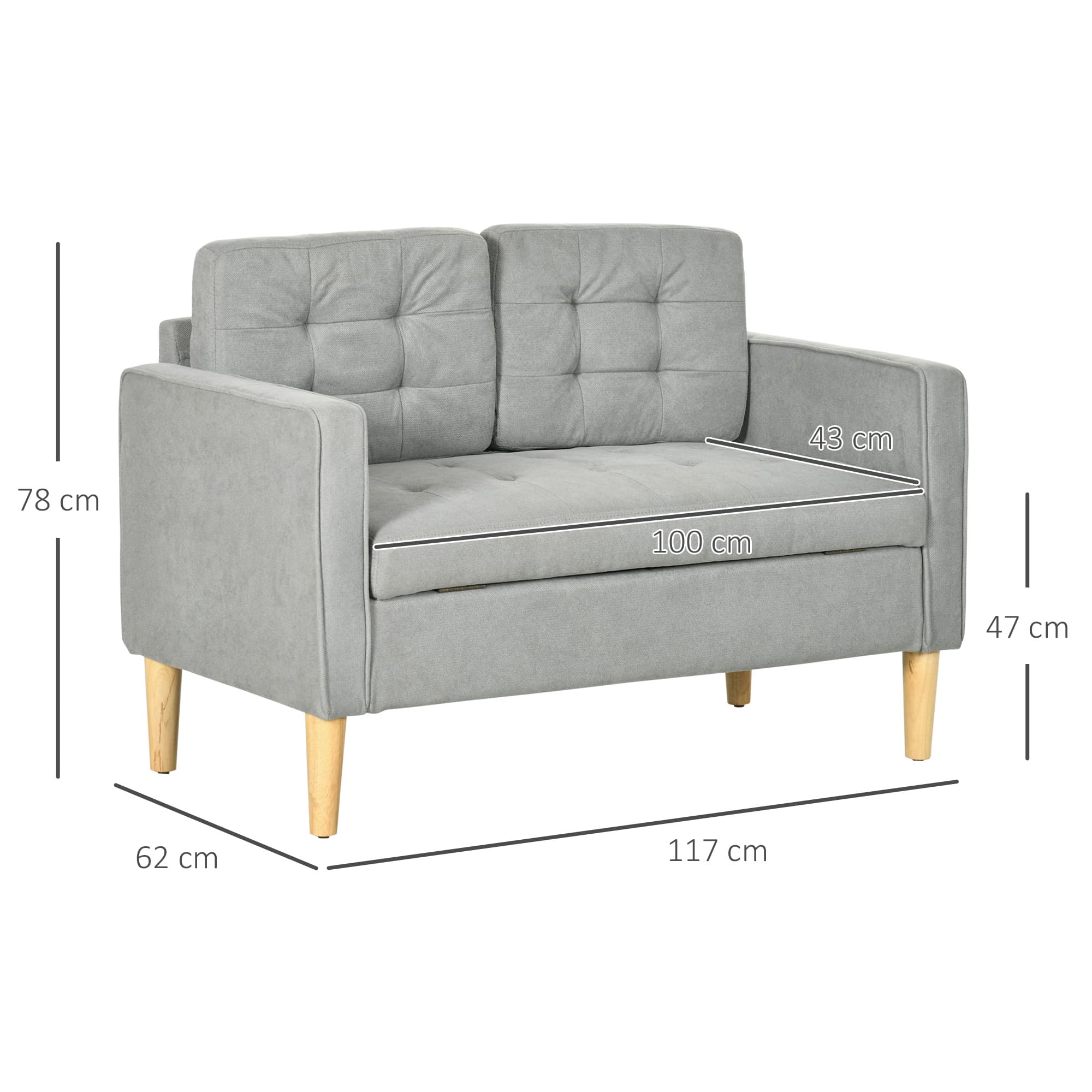 Light Grey 2 Seater Sofa with Clever Hidden Storage - image 1