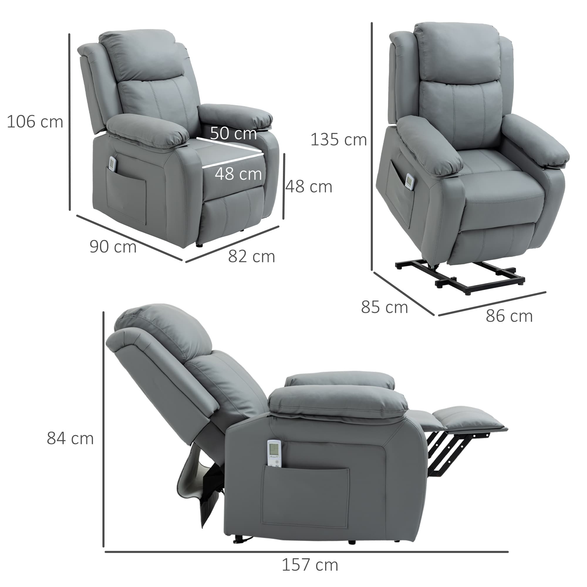 Effortless Comfort: Grey Electric Riser Recliner with Massage - image 5