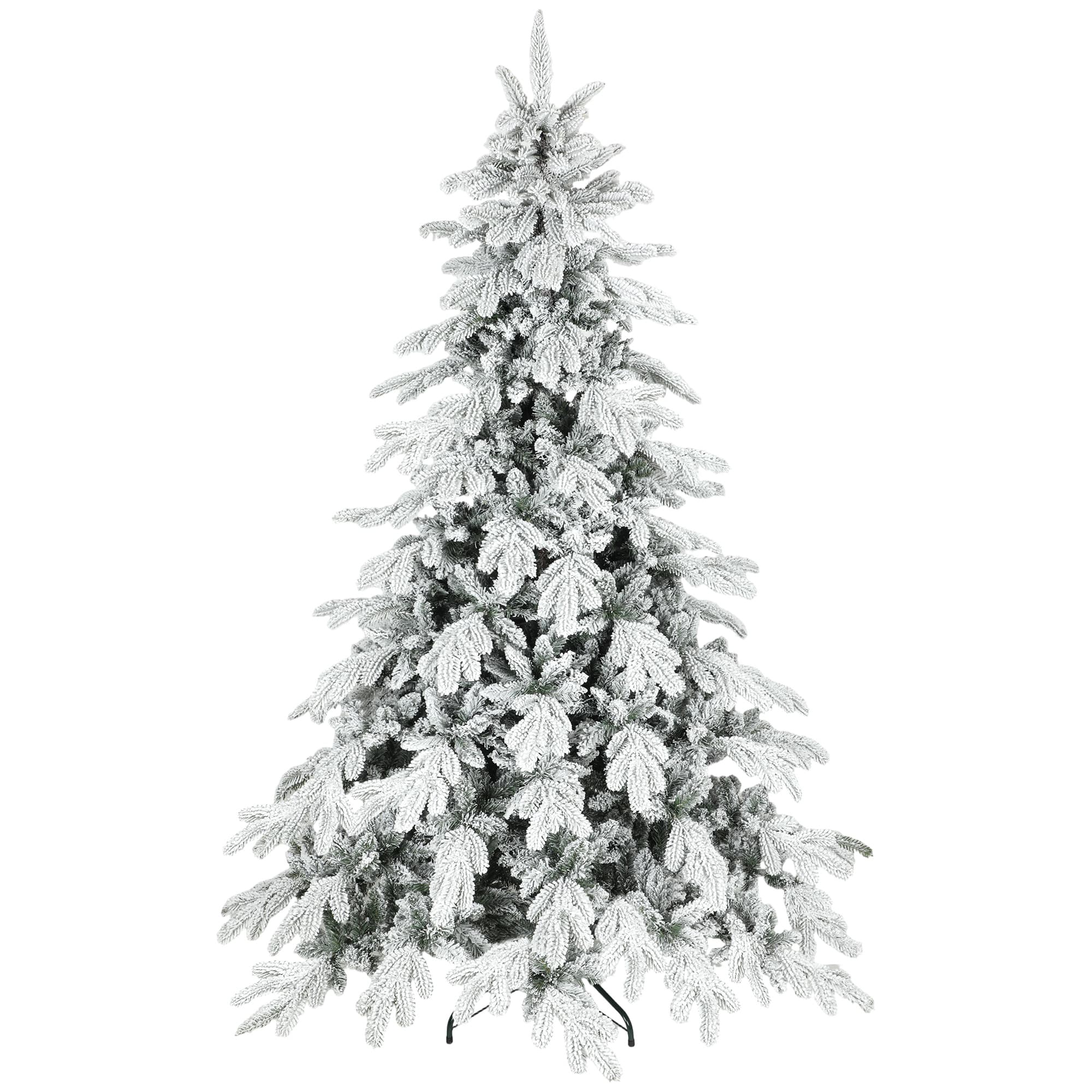 7ft Flocked Christmas Tree for a Magical Winter Wonderland - Green
