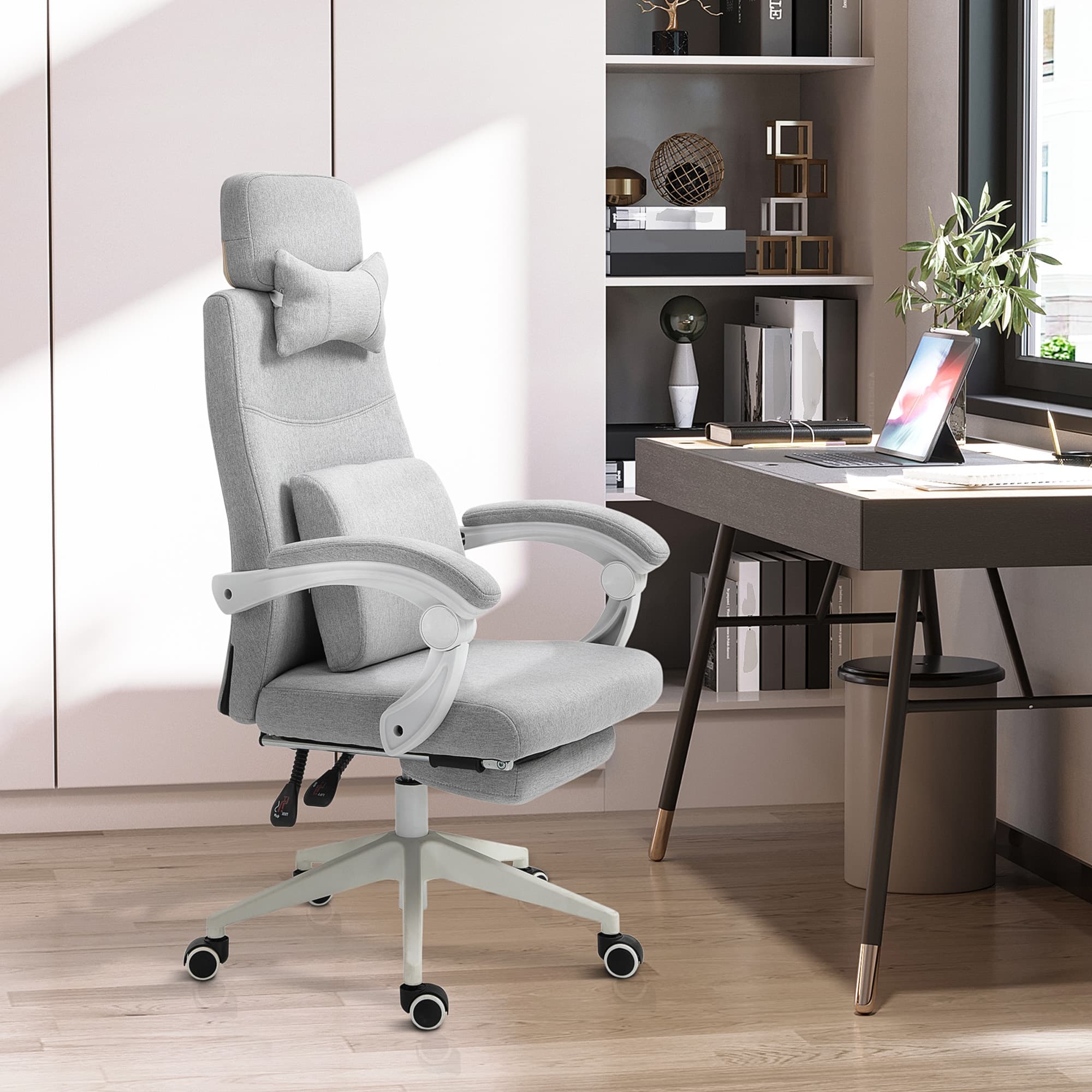 Ergonomic Grey Office Chair with 160° Recline & Footrest - image 3