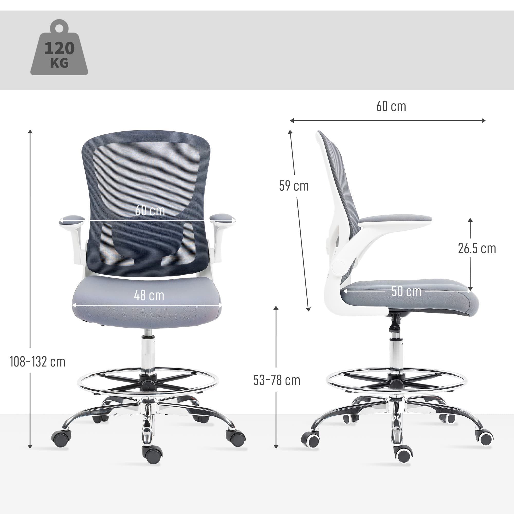 Ergonomic Charcoal Draughtsman Chair for Elevated Workspaces - image 5