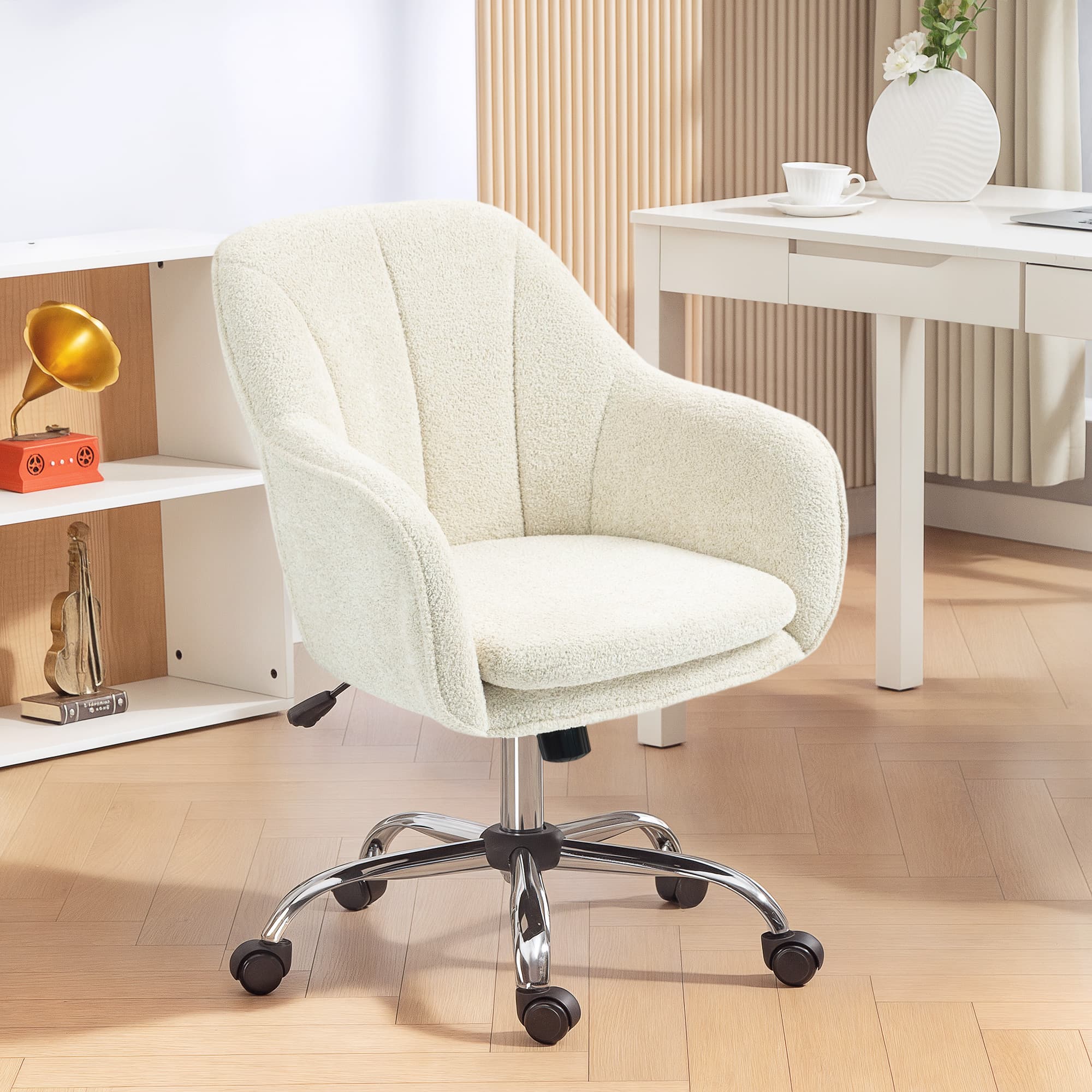 Transform Your Workspace with this Beige Velvet Office Chair - image 4