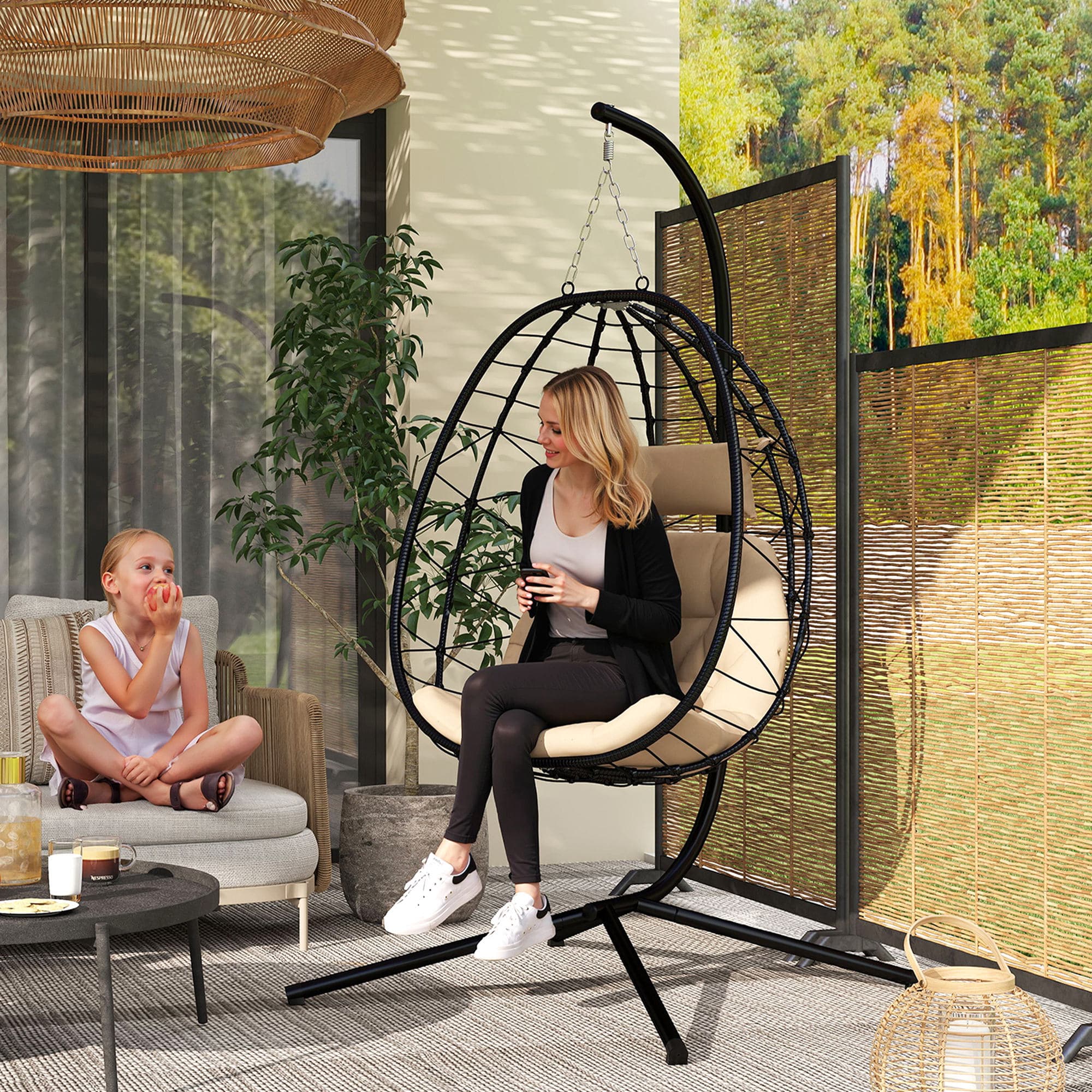Transform Your Space with this Khaki Hanging Egg Chair - image 3