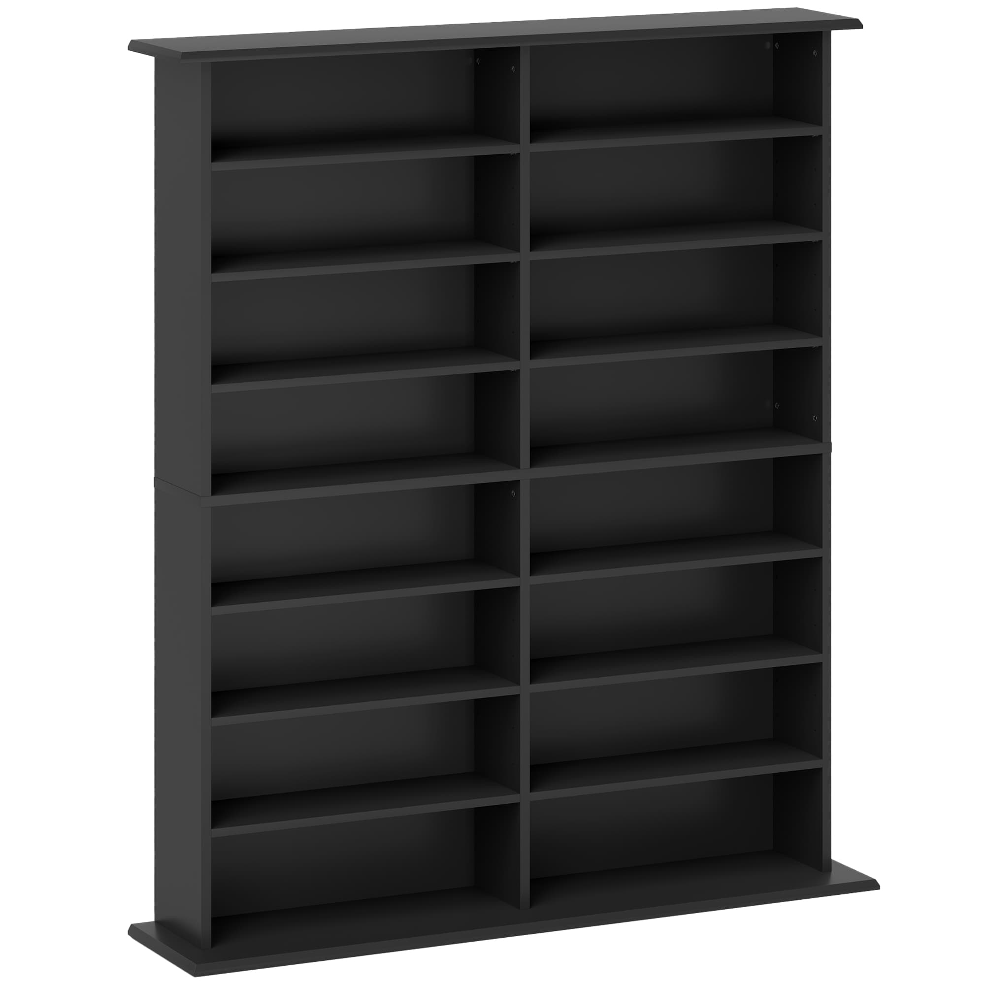 Transform Your Space with this 16-Compartment Black Media Shelf - Black