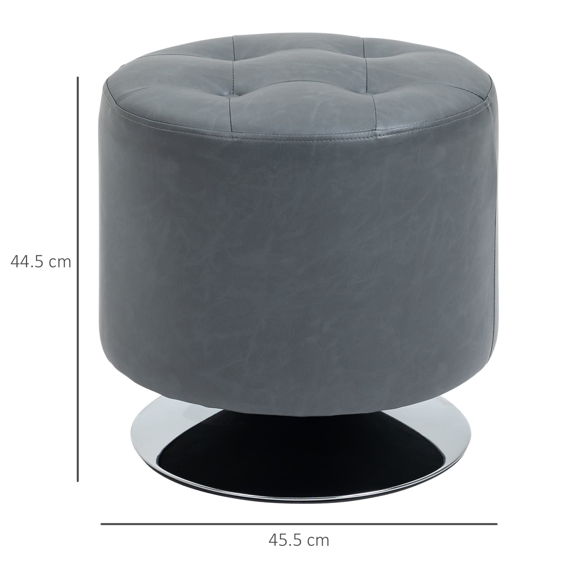 Premium Grey PU Leather Swivel Footstool for Effortless Comfort - image 4