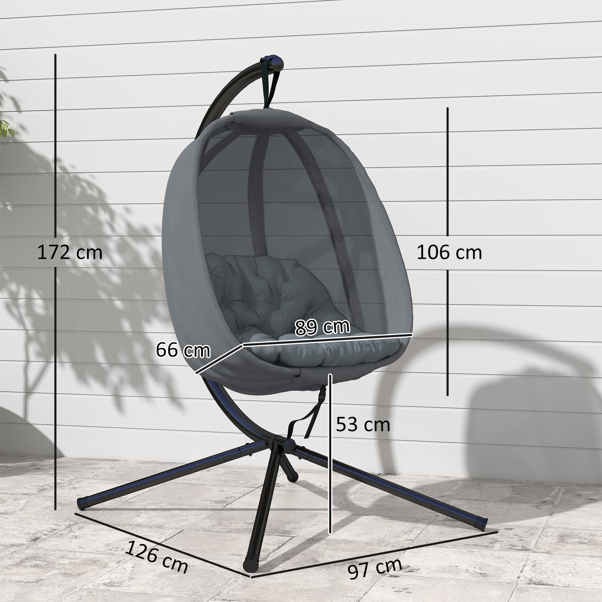 Relax in Style: Grey Hanging Egg Chair with Stand - image 3