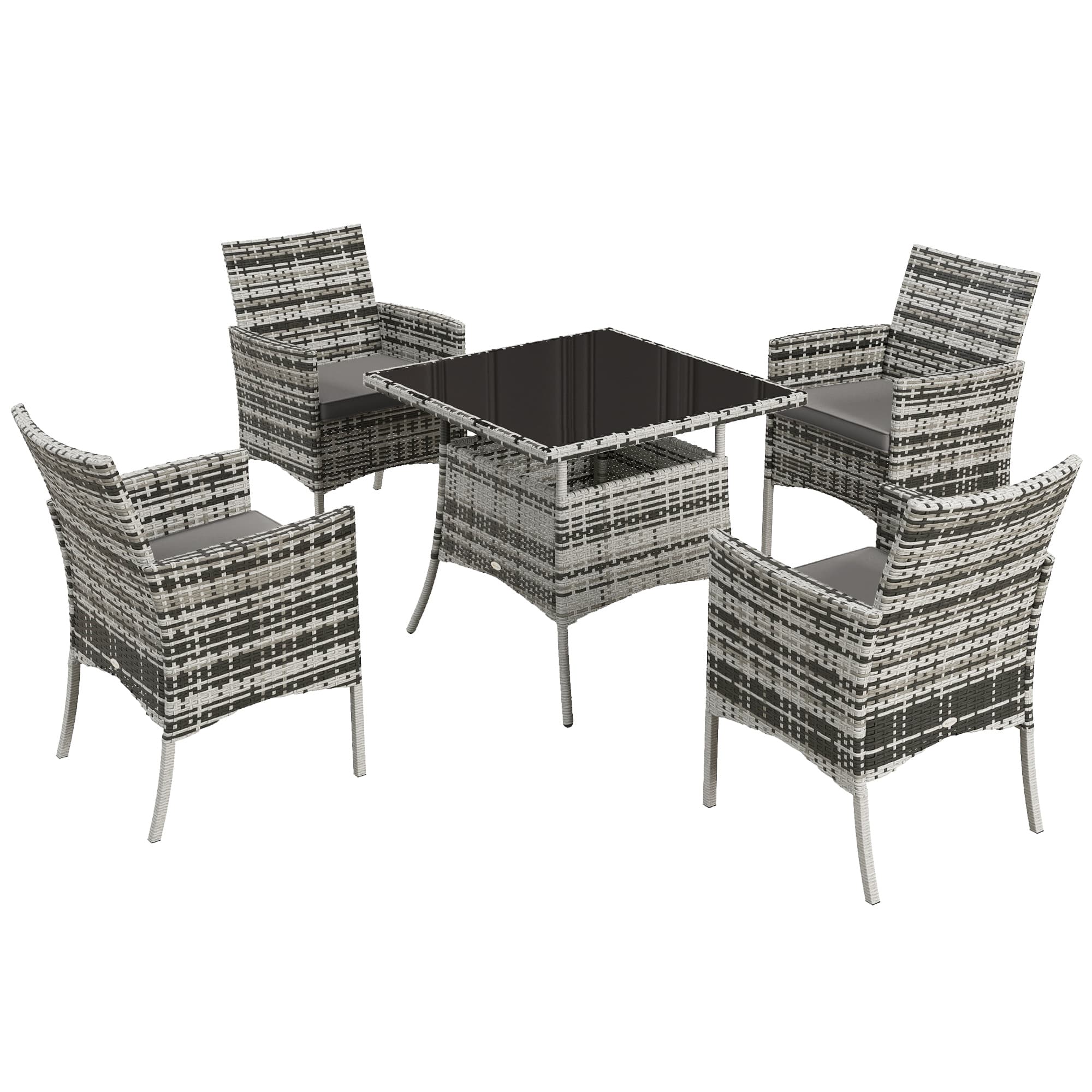 Transform Your Garden with this 5-Piece Rattan Dining Set - Grey