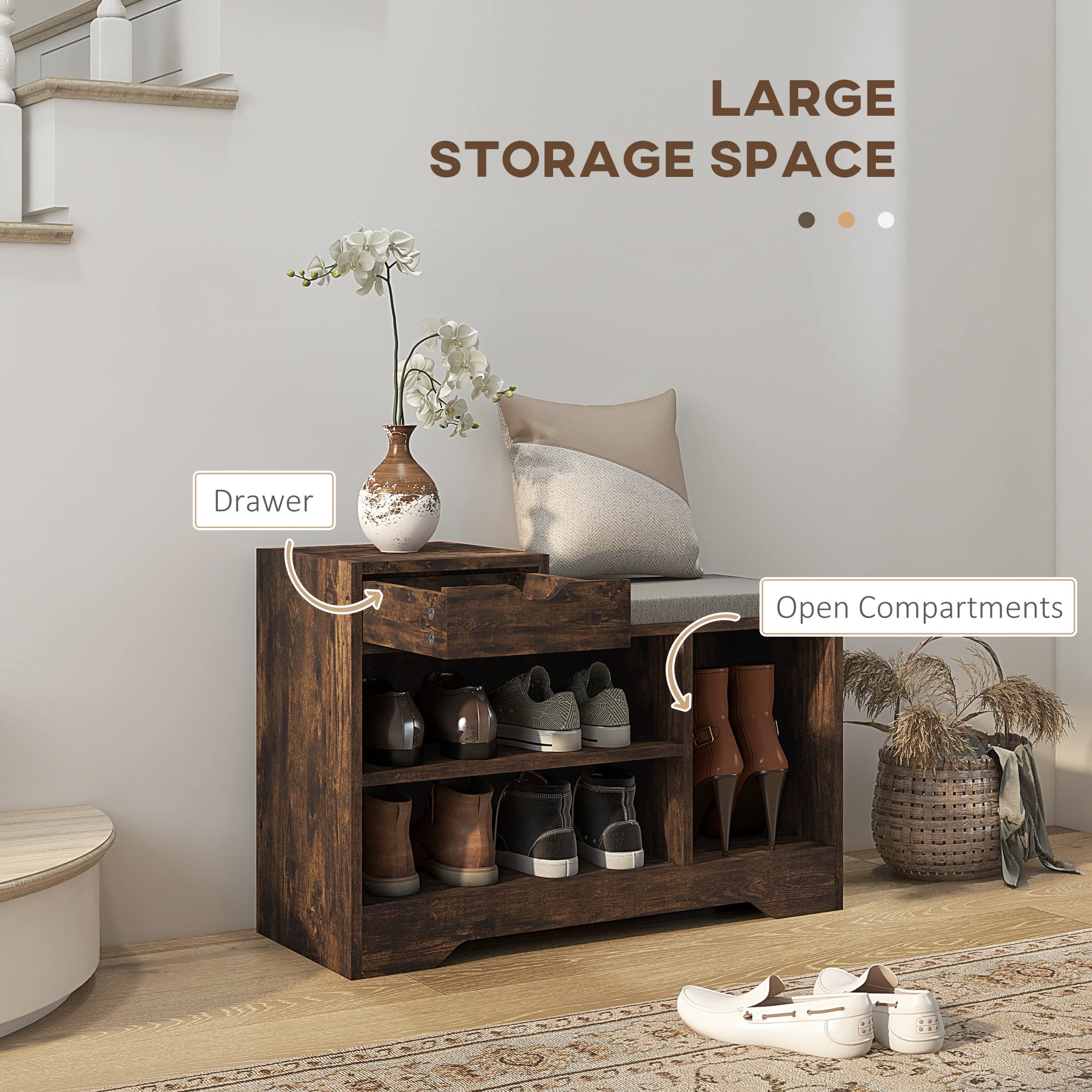 Effortless Hallway Organisation: Rustic Shoe Bench with Seat - image 2