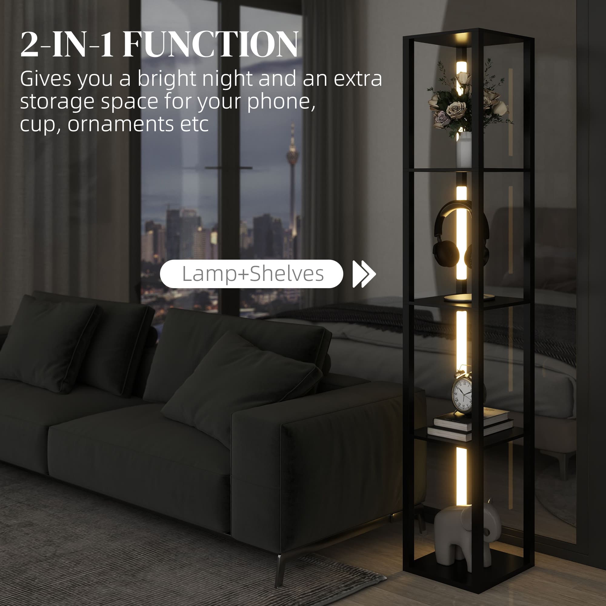 Transform Your Space with this Dimmable LED Shelf Floor Lamp - image 3