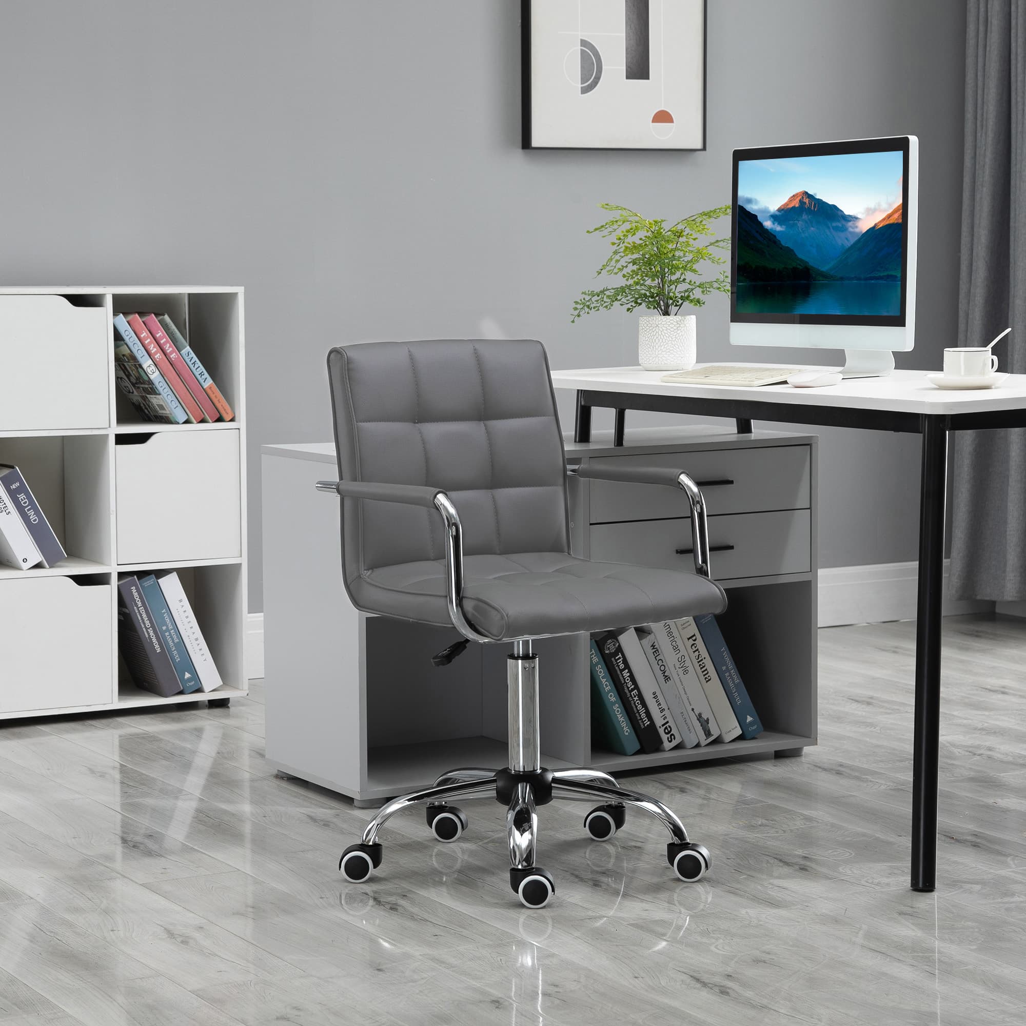 Transform Your Workspace with the Vinsetto Grey Leather Office Chair - image 5