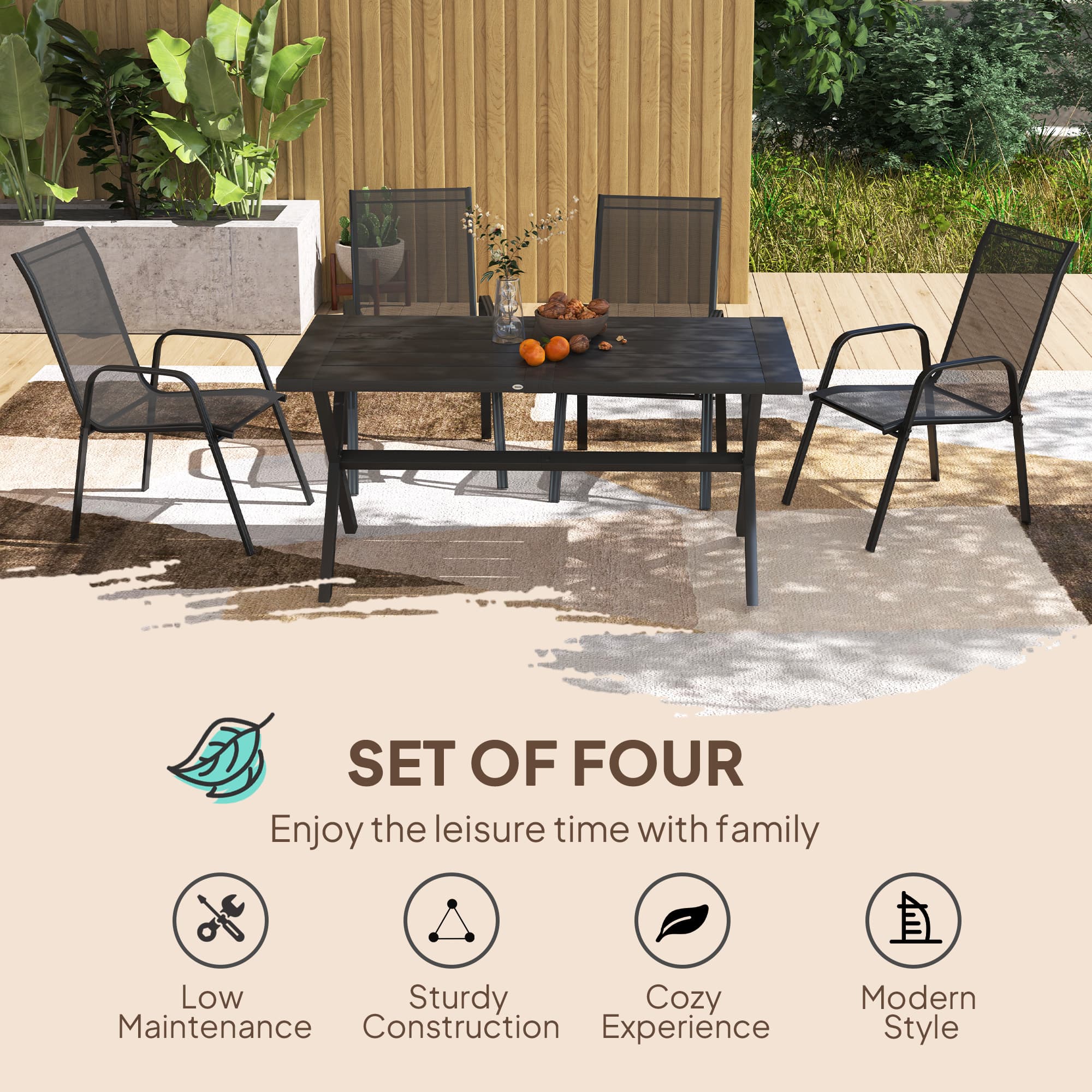 Transform Your Patio with this Set of 4 Mesh Garden Chairs - image 1