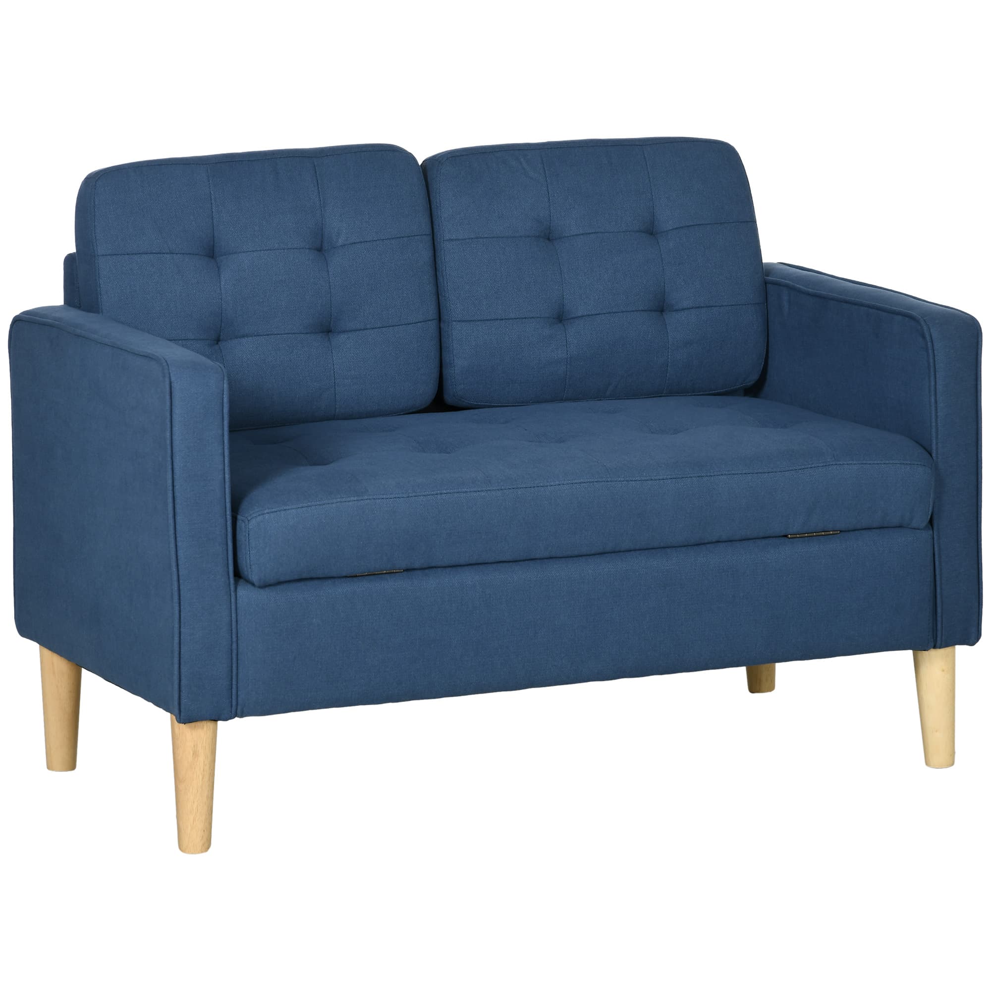 Compact Blue 2 Seater Sofa with Clever Hidden Storage