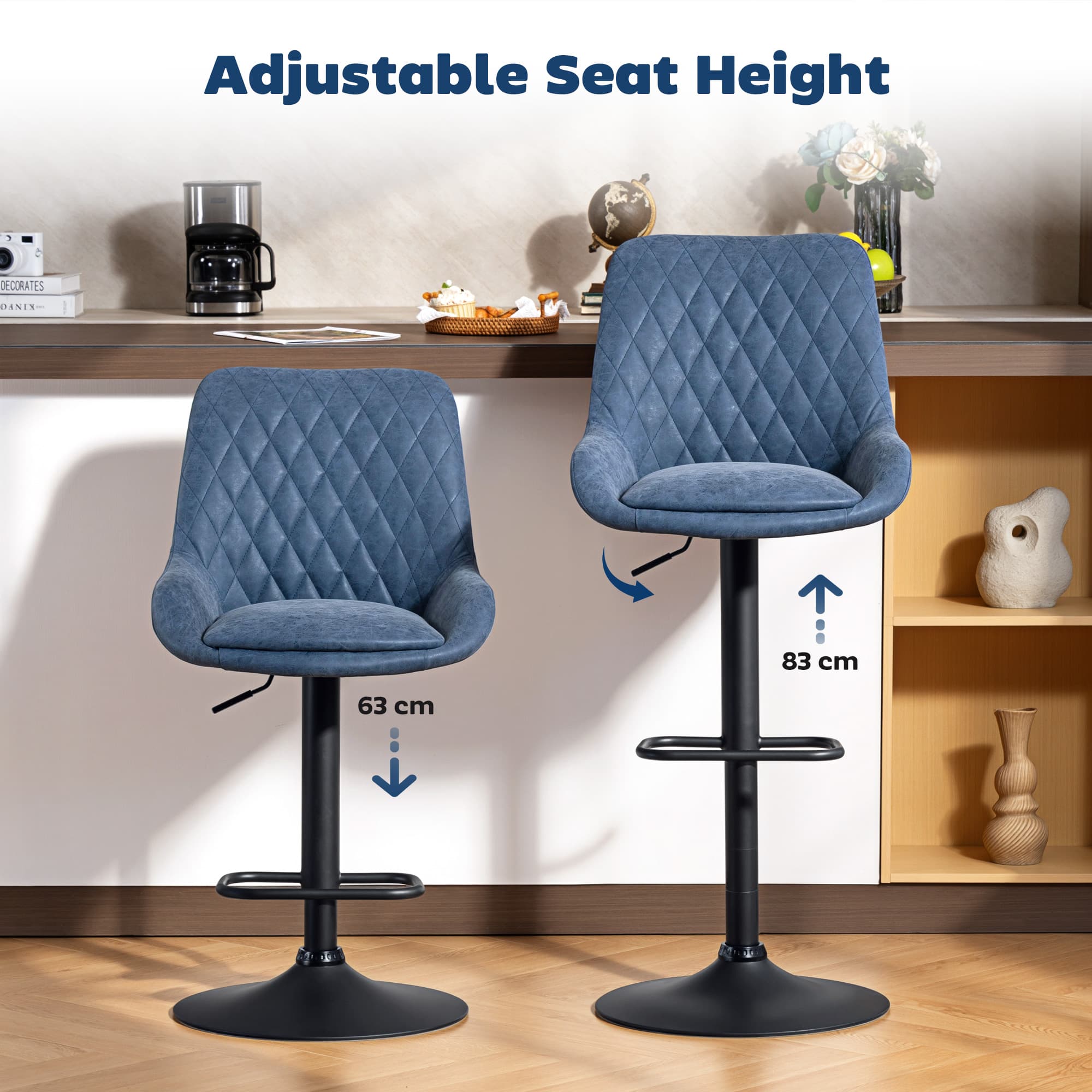 Transform Your Kitchen with Dark Blue Retro Bar Stools - image 2