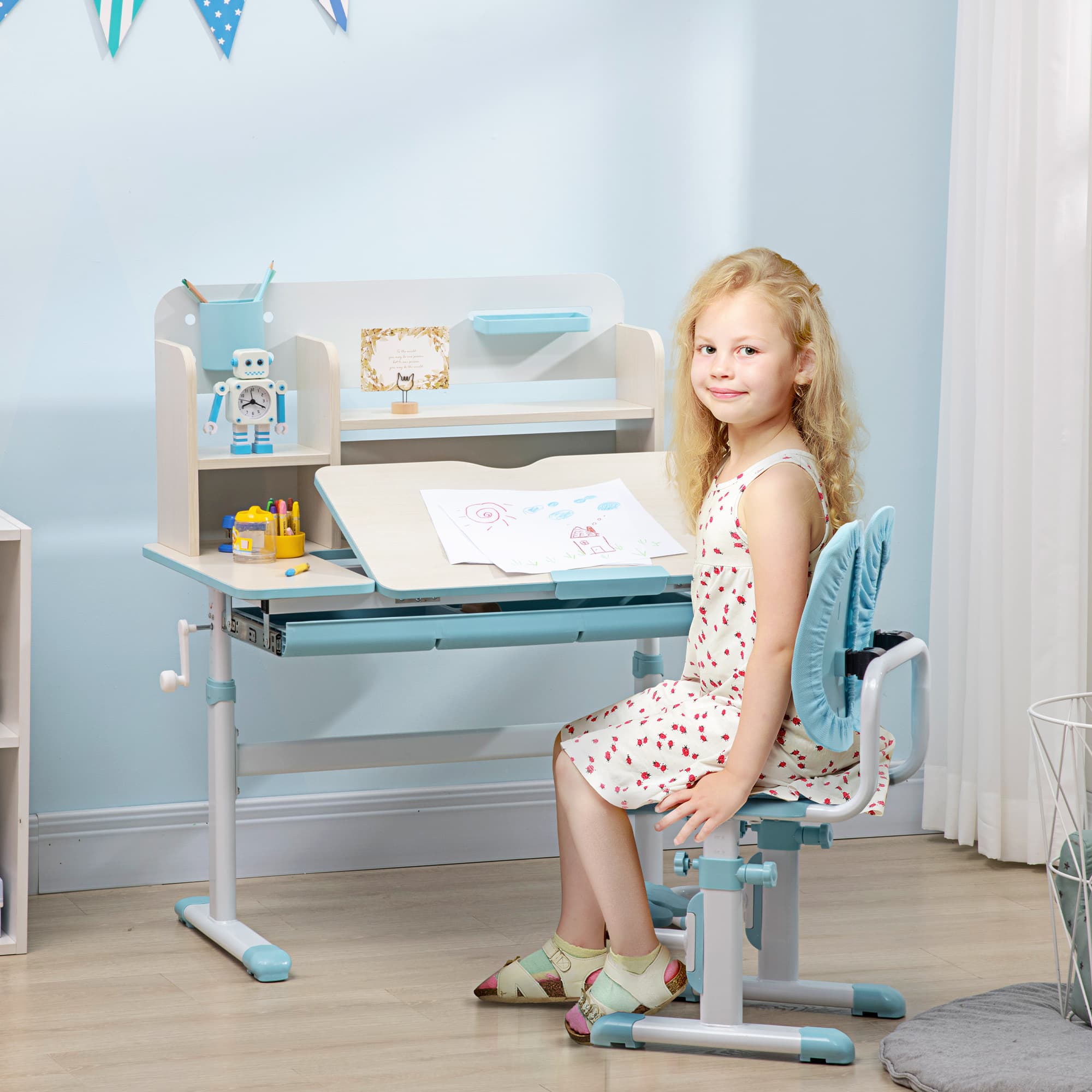 Transform Their Study Space with this Blue Kids Desk Set - image 1