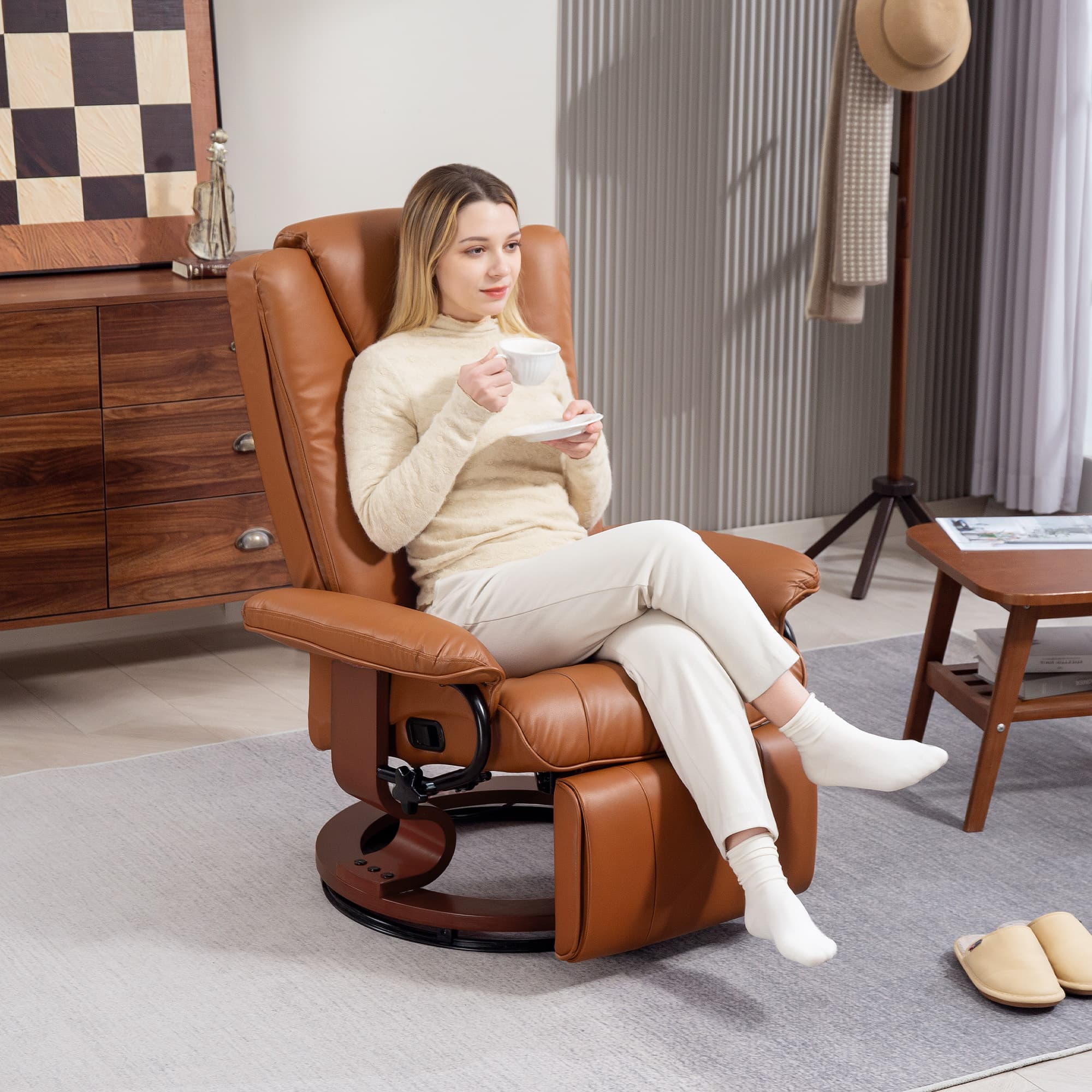 Discover Effortless Comfort with this Brown Swivel Recliner - image 5