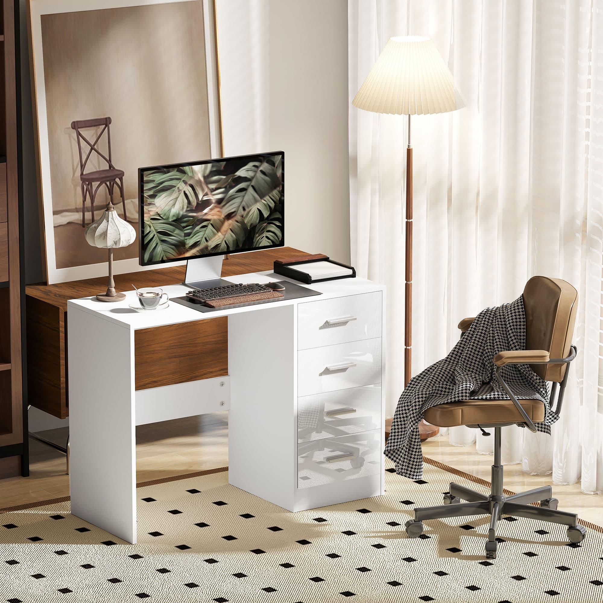 Transform Your Workspace with this High Gloss White Desk - image 1