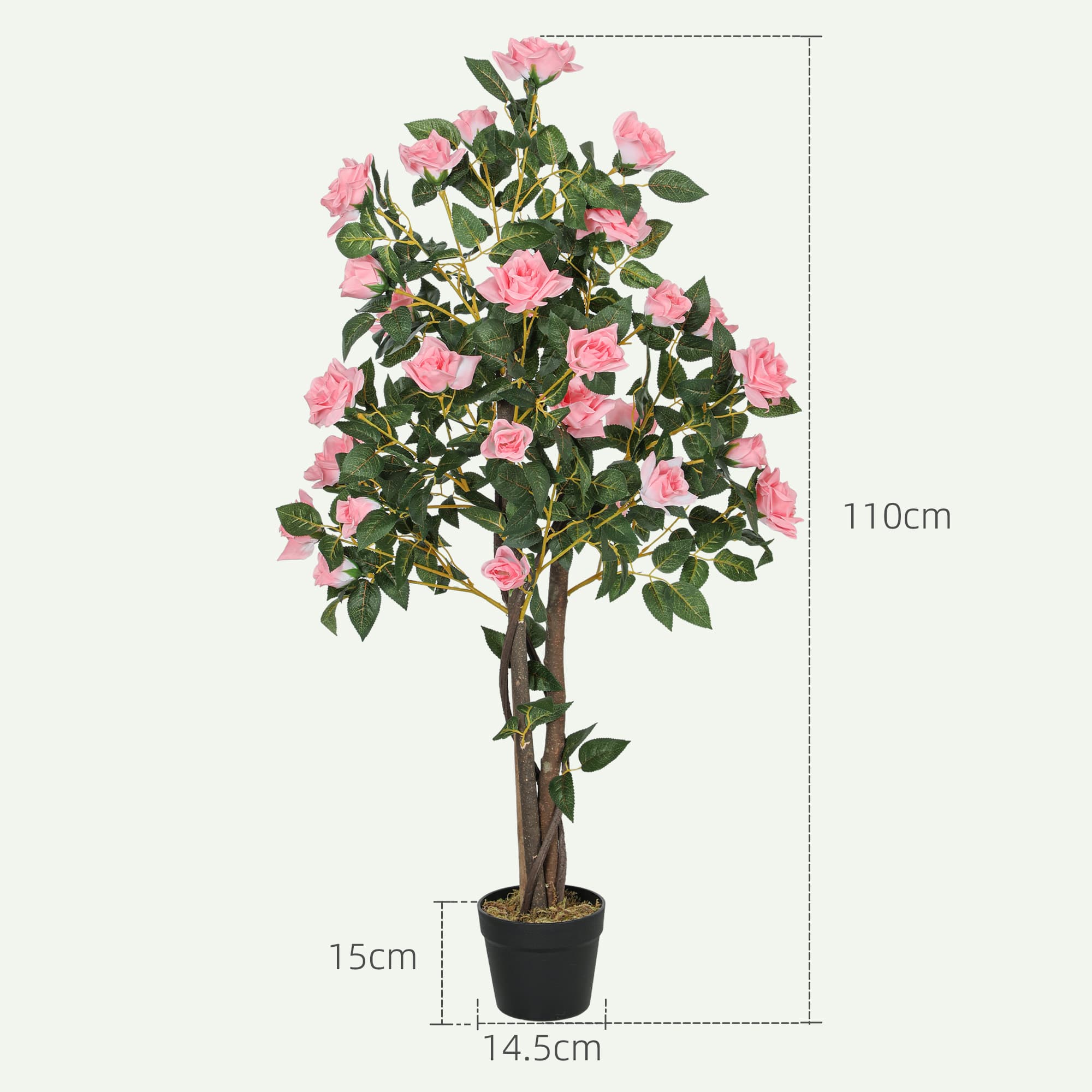 Effortless Elegance: Set of Two 110cm Faux Rose Plants - image 5