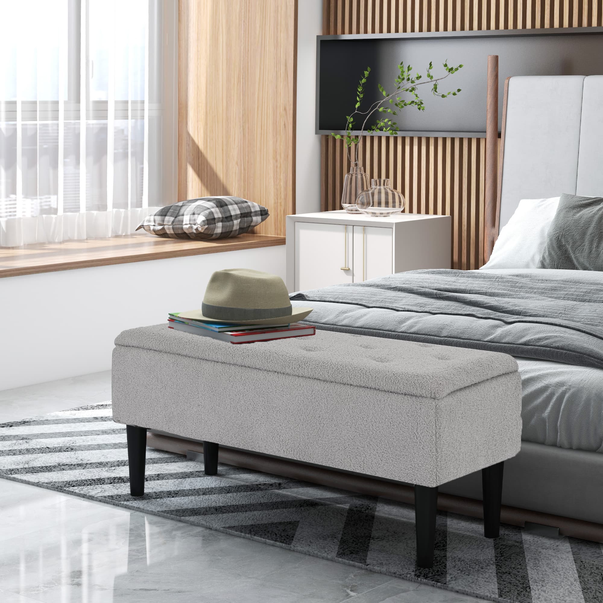 Transform Your Space with this Grey 57L Storage Ottoman Bench - image 3