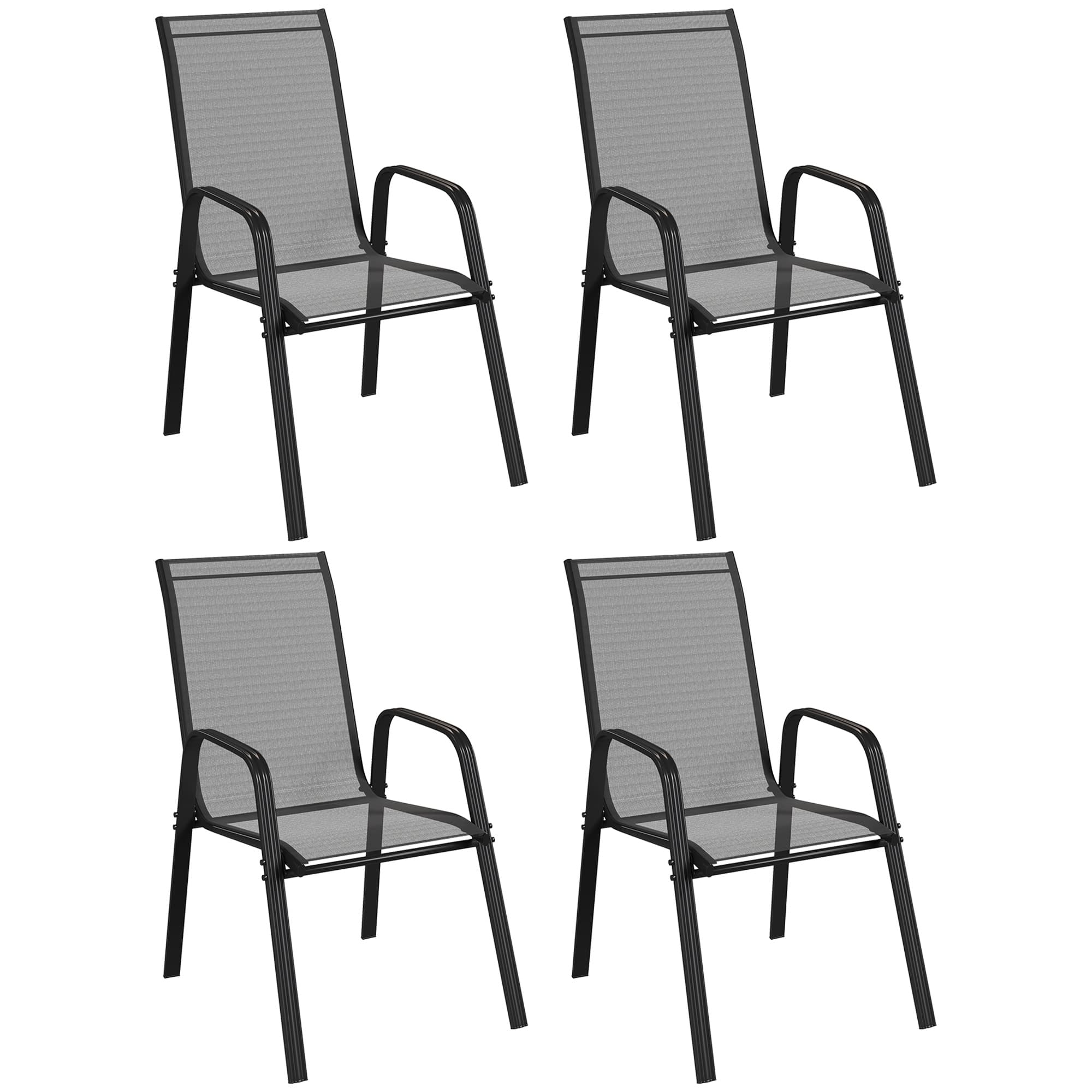 Transform Your Patio with this Set of 4 Mesh Garden Chairs - Black