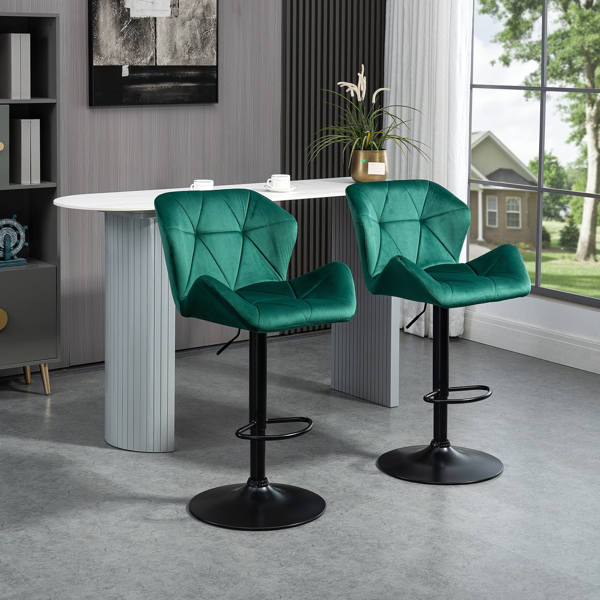 Effortless Style: Green Velvet Adjustable Bar Stools - image 3