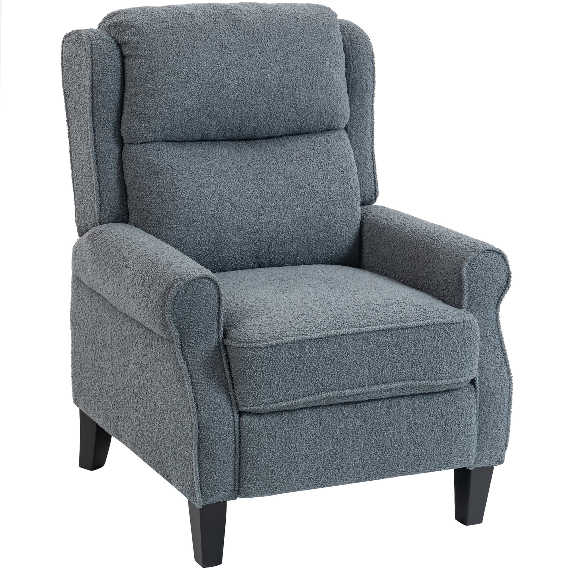 Sink Into Comfort: Grey Teddy Fleece Recliner Armchair