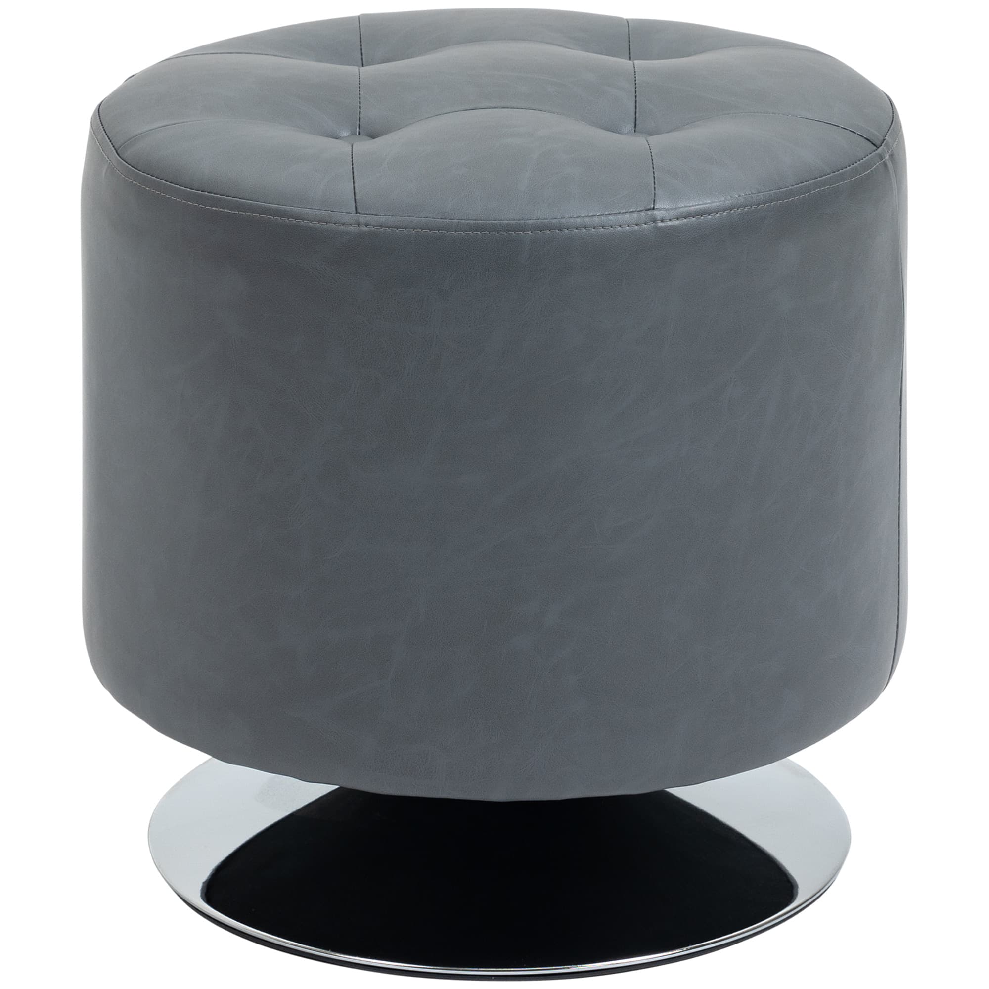 Premium Grey PU Leather Swivel Footstool for Effortless Comfort - Grey