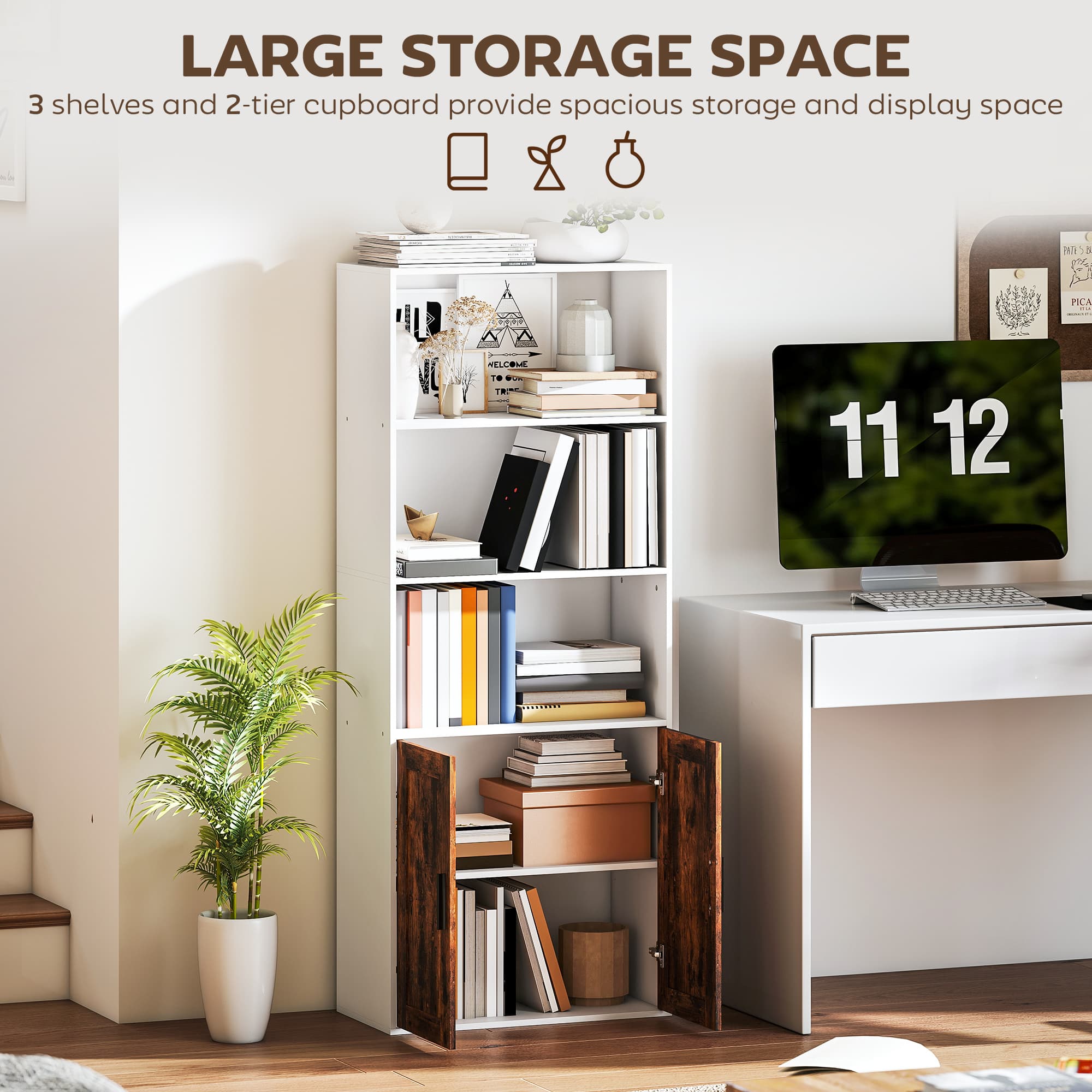 Transform Your Space With This Rustic Brown 5-Tier Bookcase - image 3