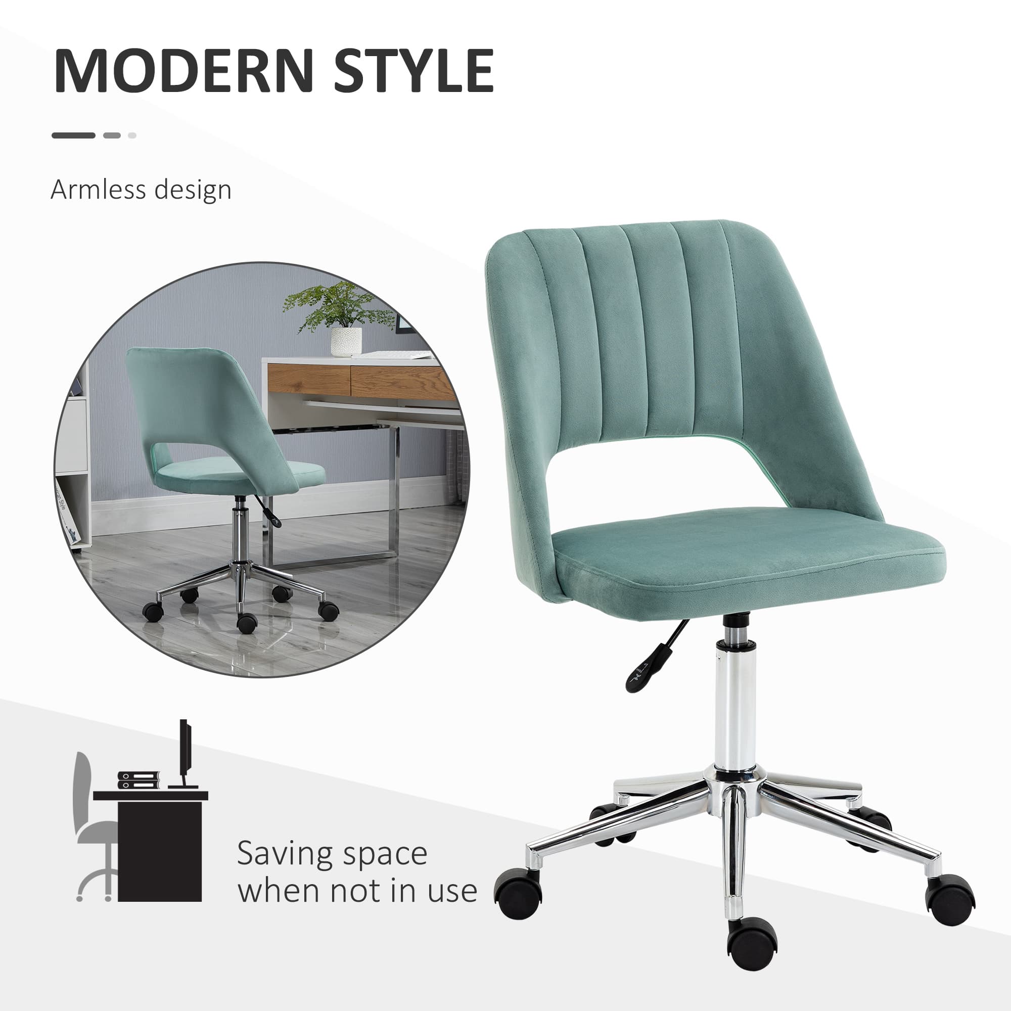 Transform Your Workspace with this Green Velvet Scallop Chair - image 3