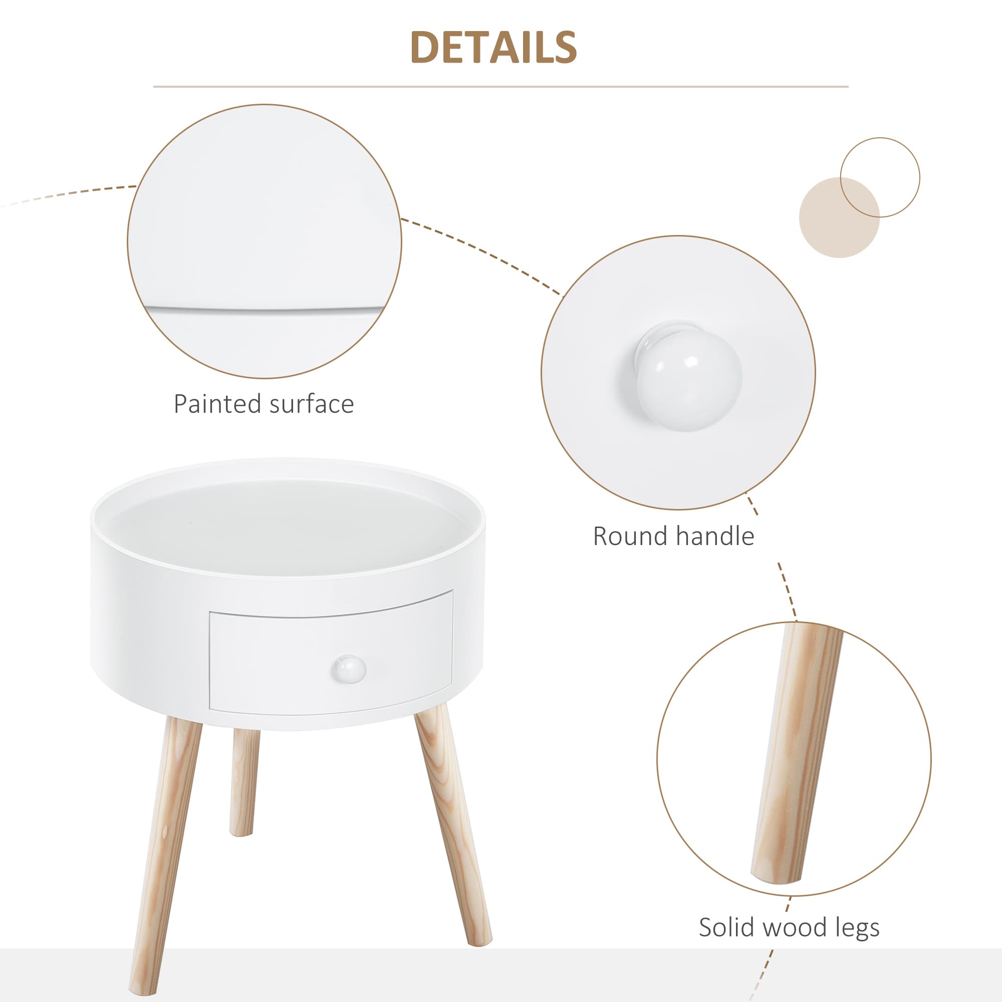 White Round Side Table with Handy Hidden Storage - image 5