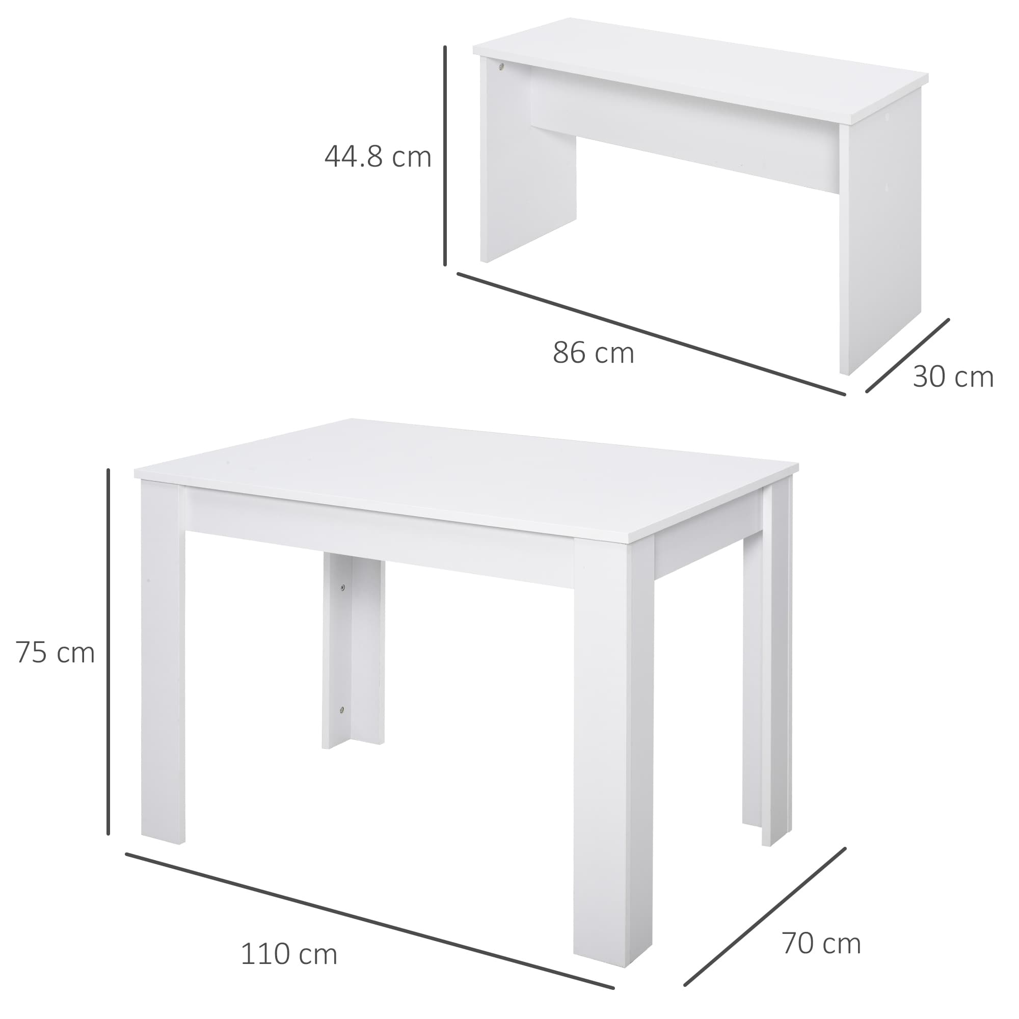 Effortless Space-Saving White Dining Table and Bench Set - image 3