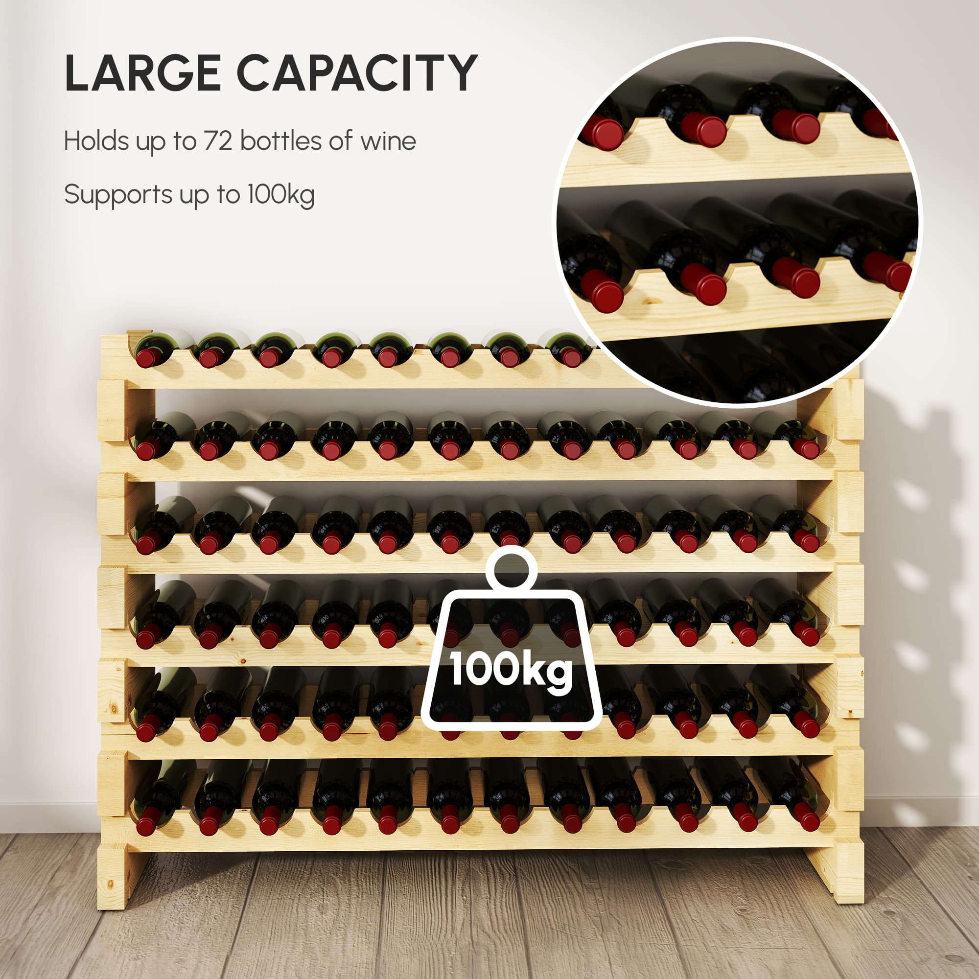 Transform Your Collection with this 72-Bottle Wooden Wine Rack - image 2