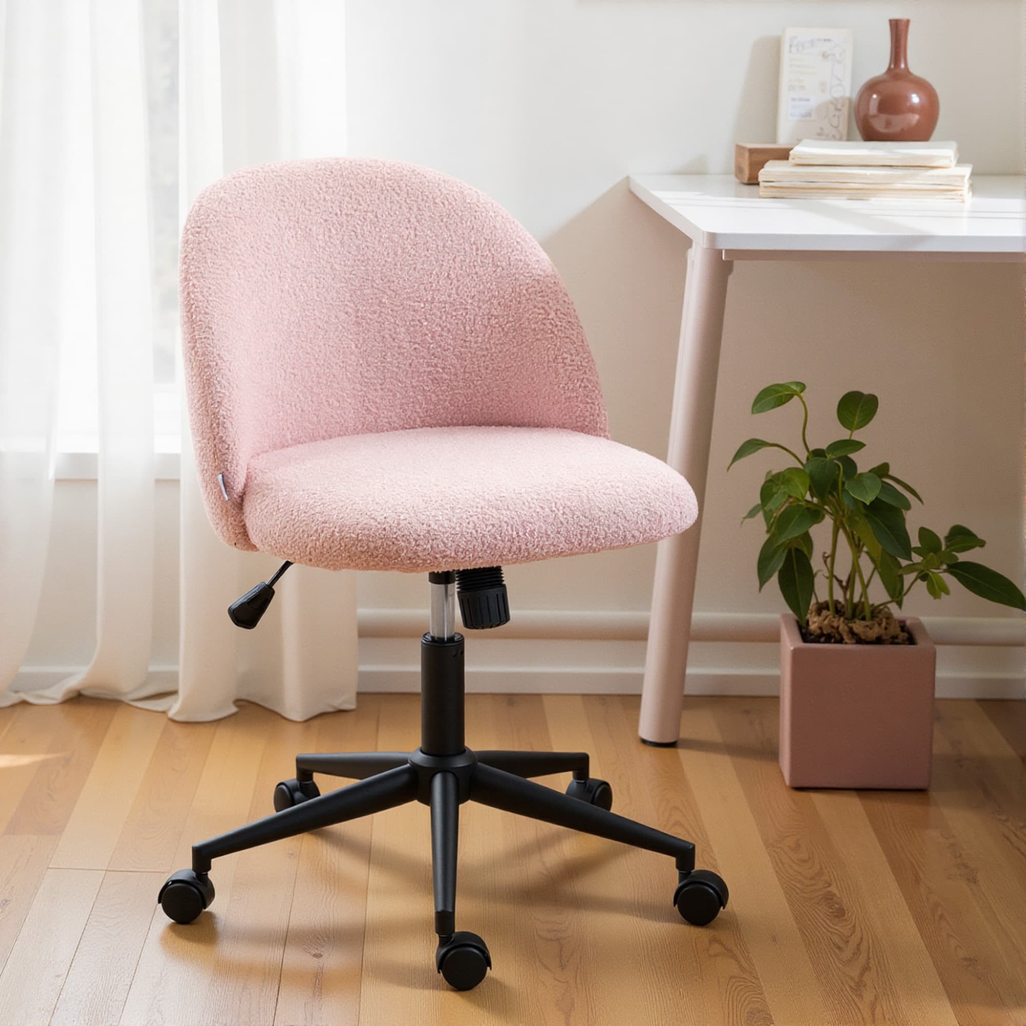Transform Your Workspace with this Pink Teddy Fleece Chair - image 1