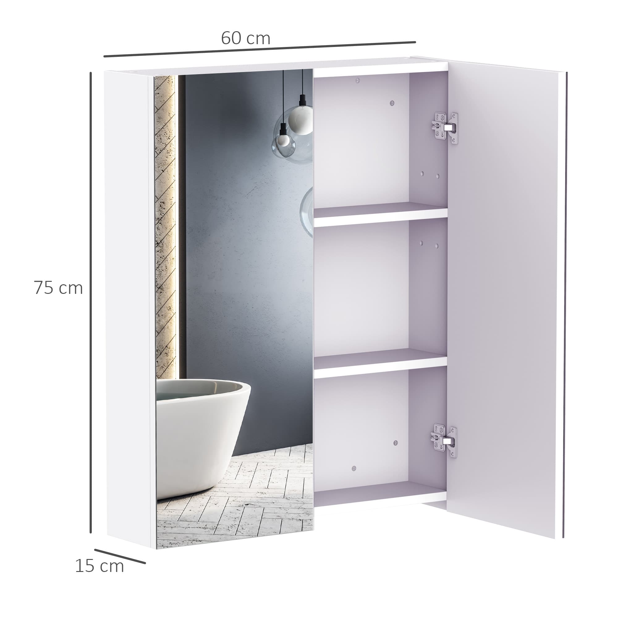 Transform Your Bathroom With This White Double Mirror Cabinet - image 3