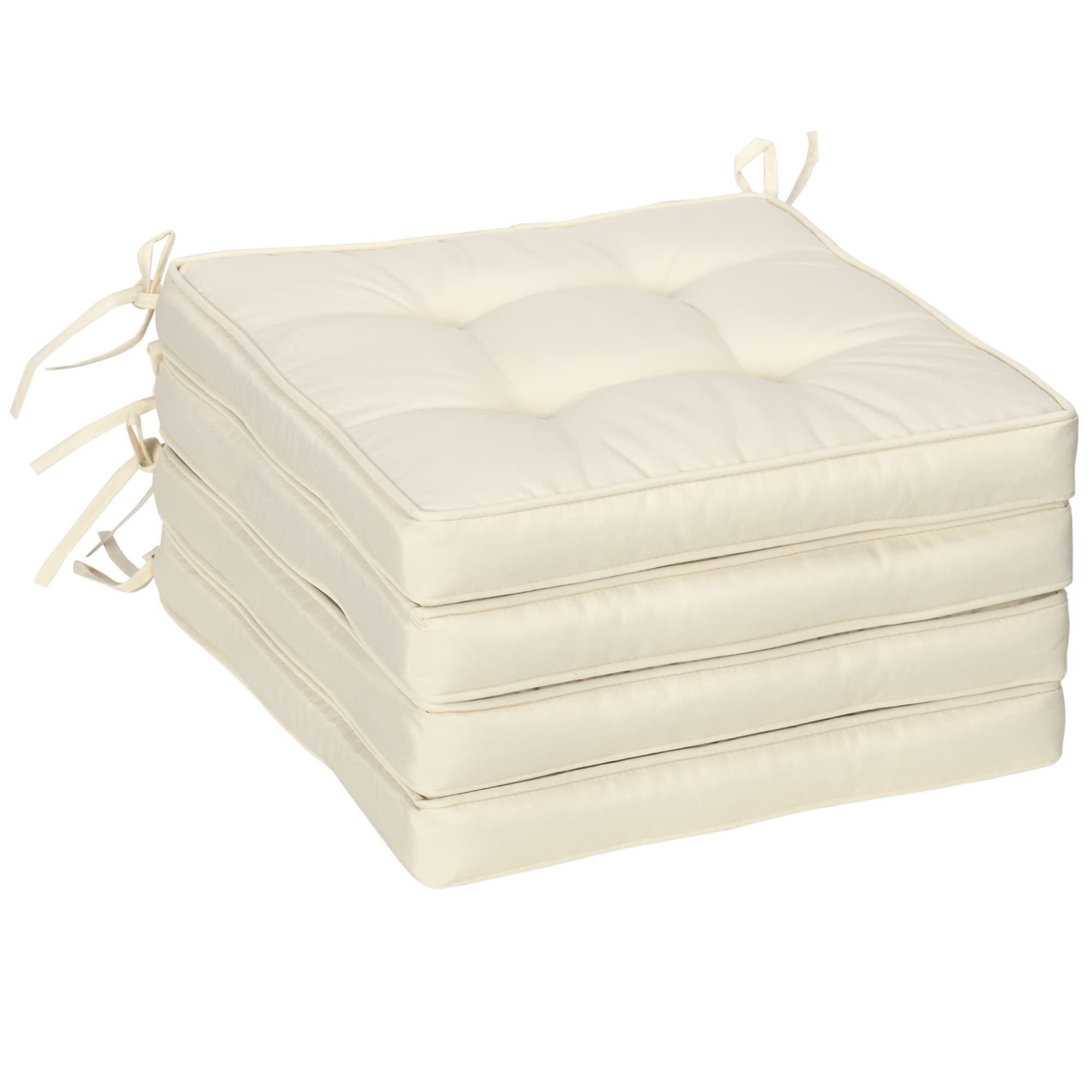 Set of 4 Cream Garden Chair Cushions with Tie Fastenings - image 6