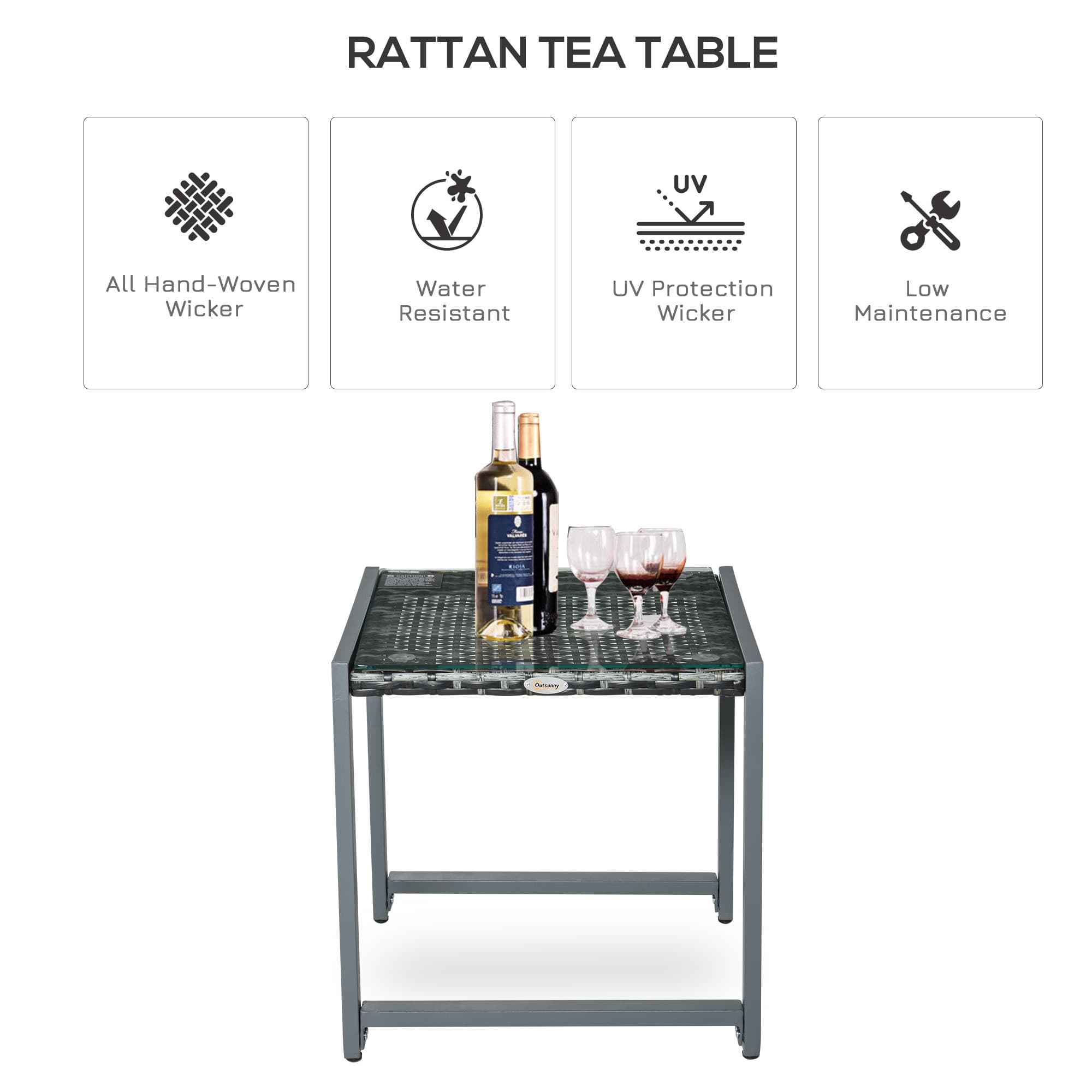 Grey Rattan Patio Table for Outdoor Seating - image 9