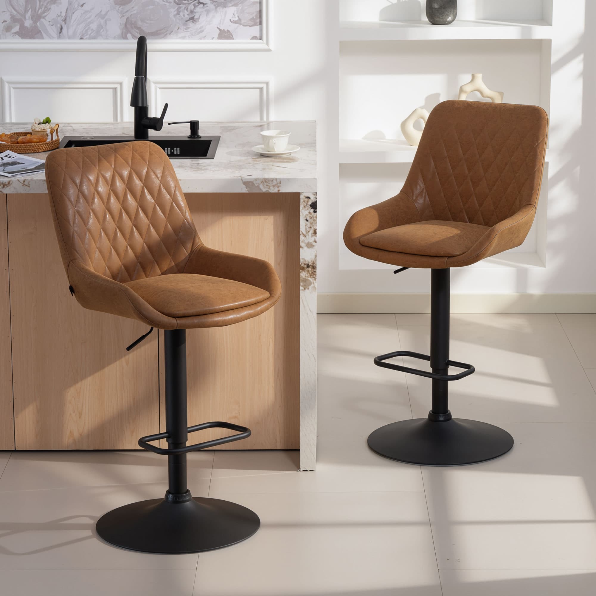 Transform Your Kitchen with Retro Orange Faux Leather Bar Stools - image 3