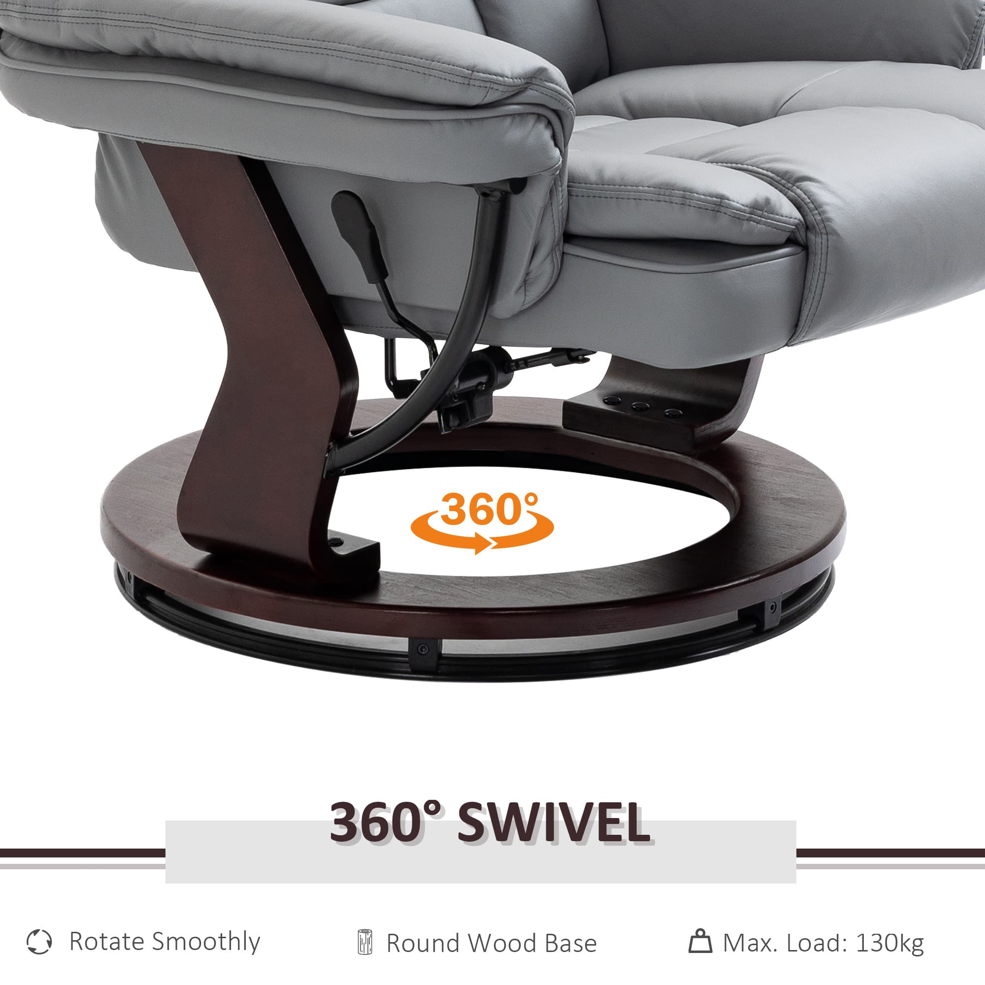 Effortless Comfort: Grey Swivel Recliner Chair & Footstool - image 1