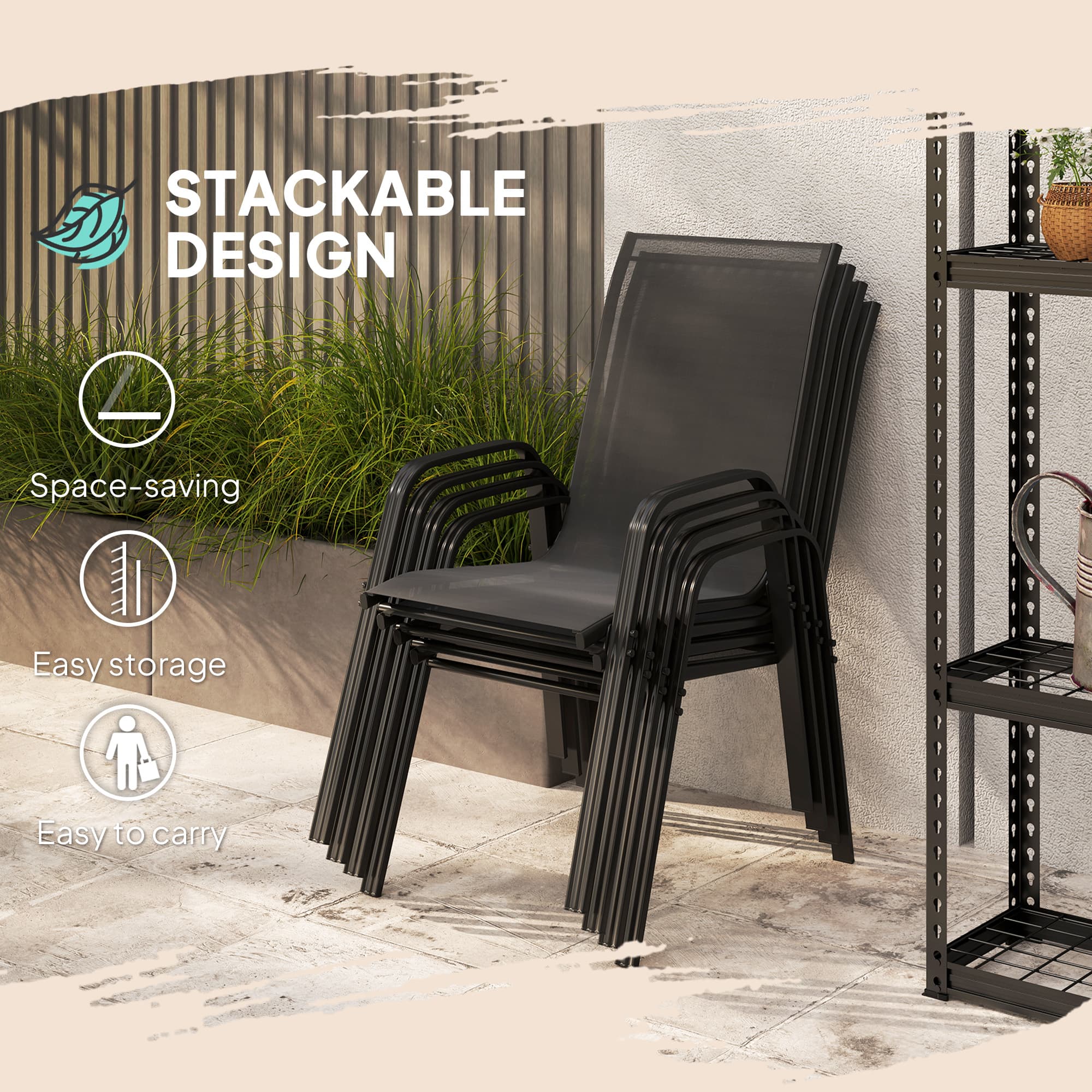 Transform Your Patio with this Set of 4 Mesh Garden Chairs - image 3