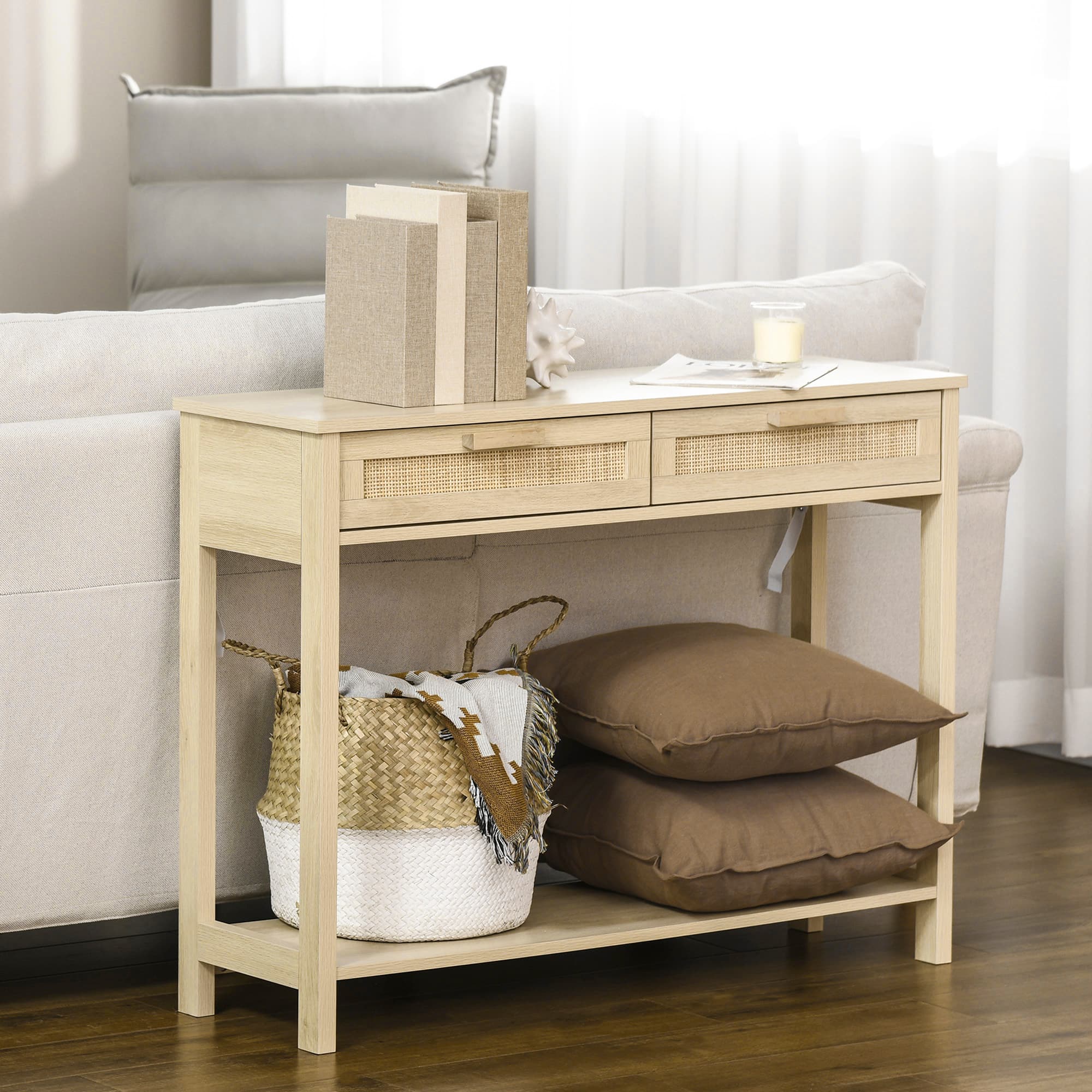 Transform Your Hallway with this Natural Rattan Console Table - image 2