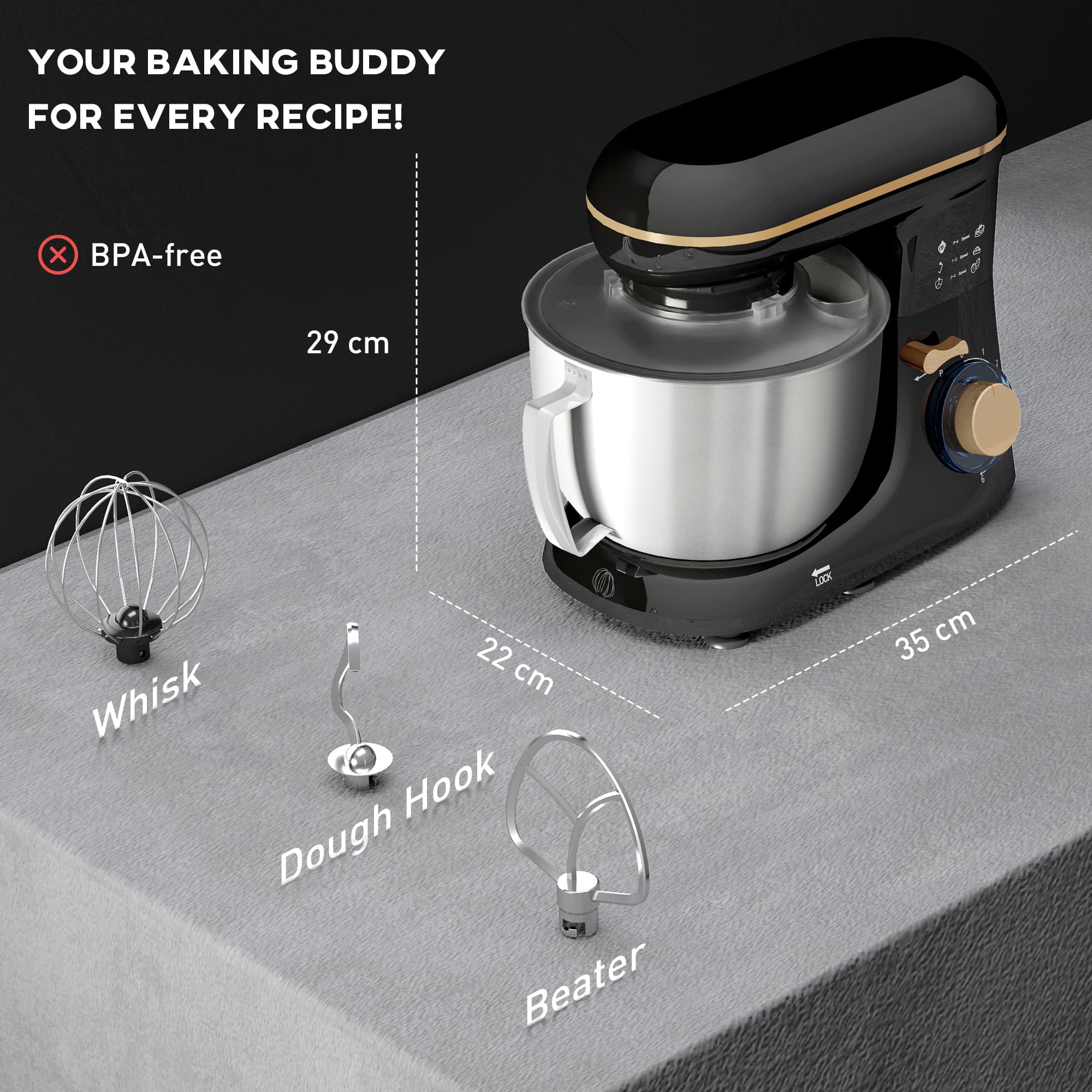 Transform Your Baking with this 1300W Black Stand Mixer - image 1