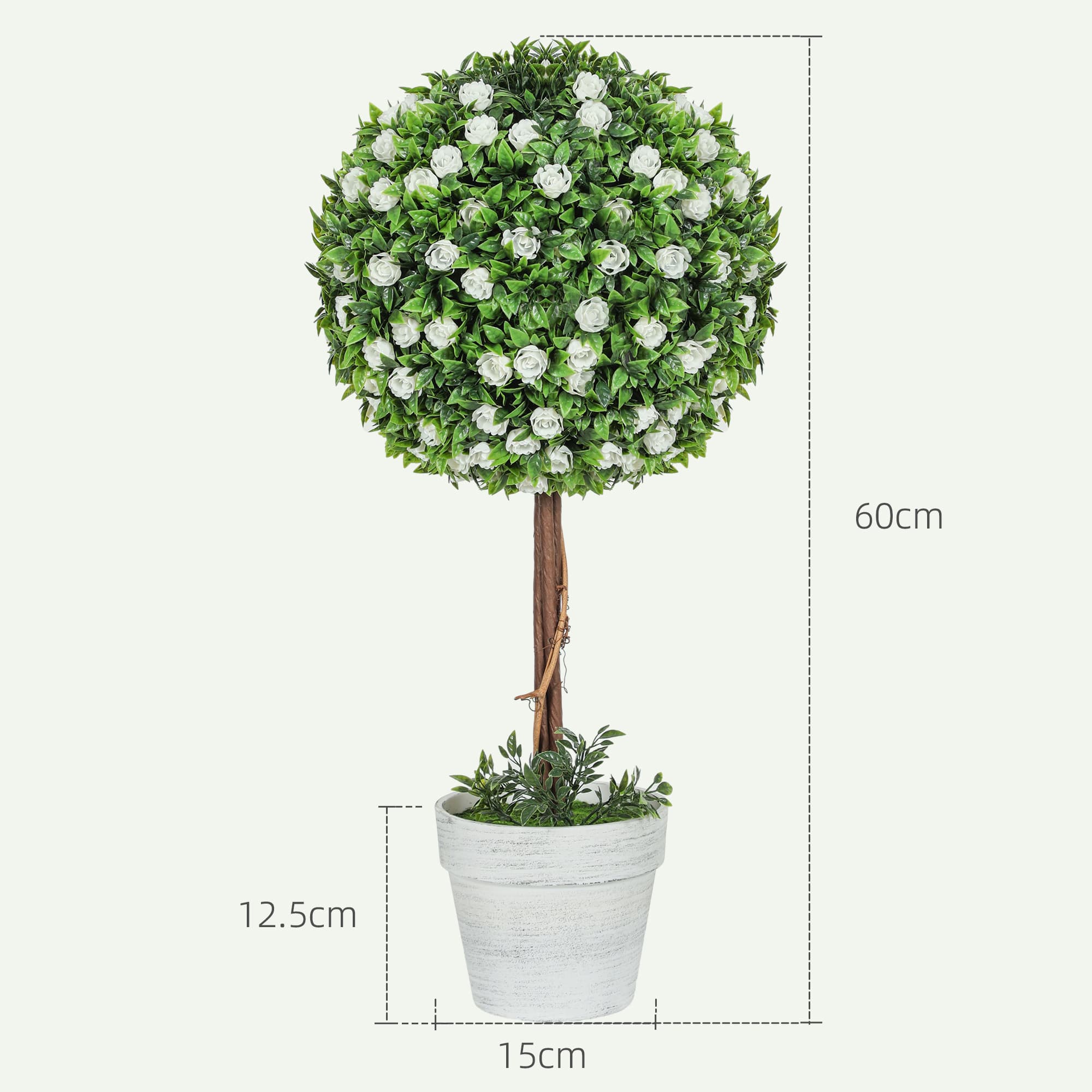 Set of 2 White Artificial Rose Topiary Trees - image 3