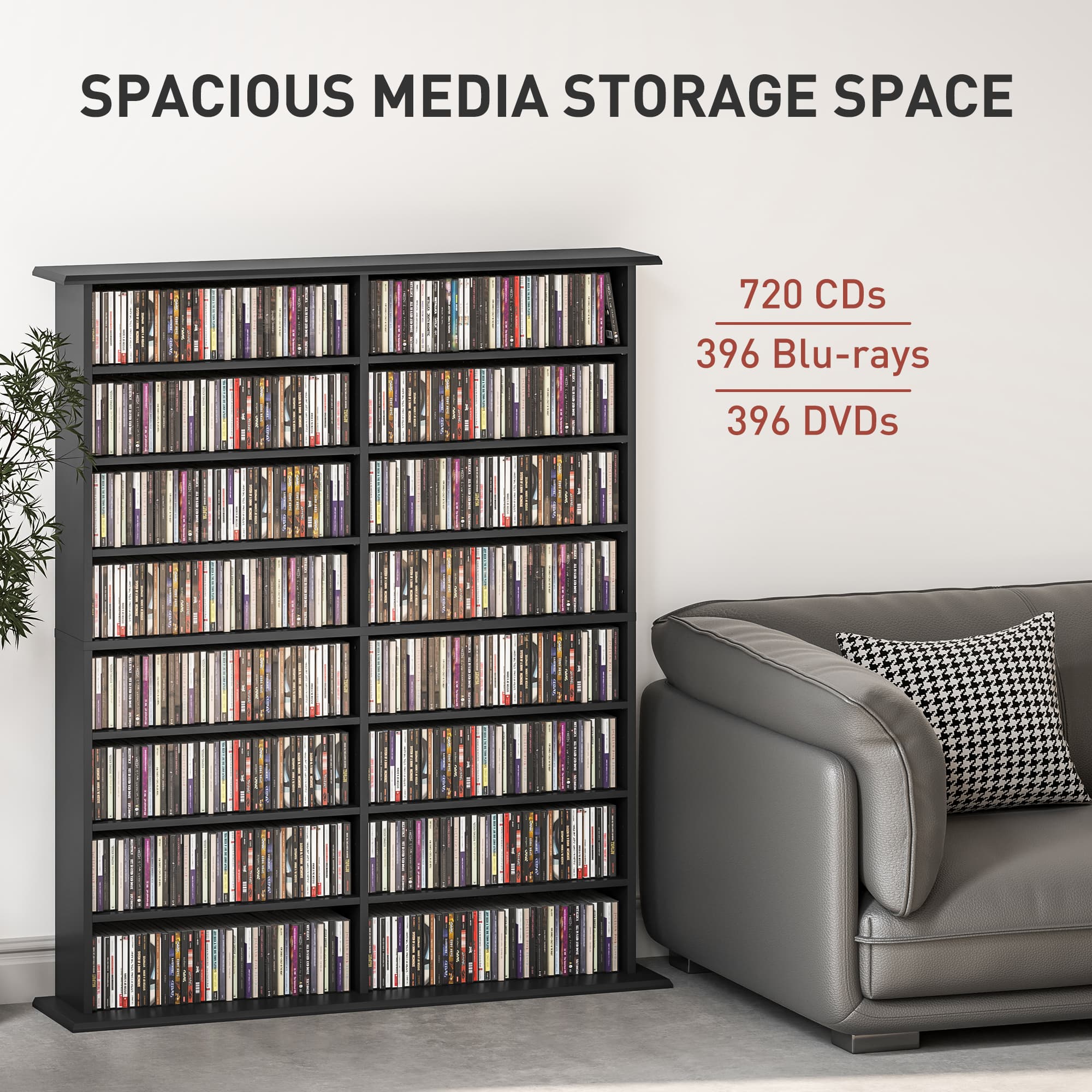Transform Your Space with this 16-Compartment Black Media Shelf - image 5