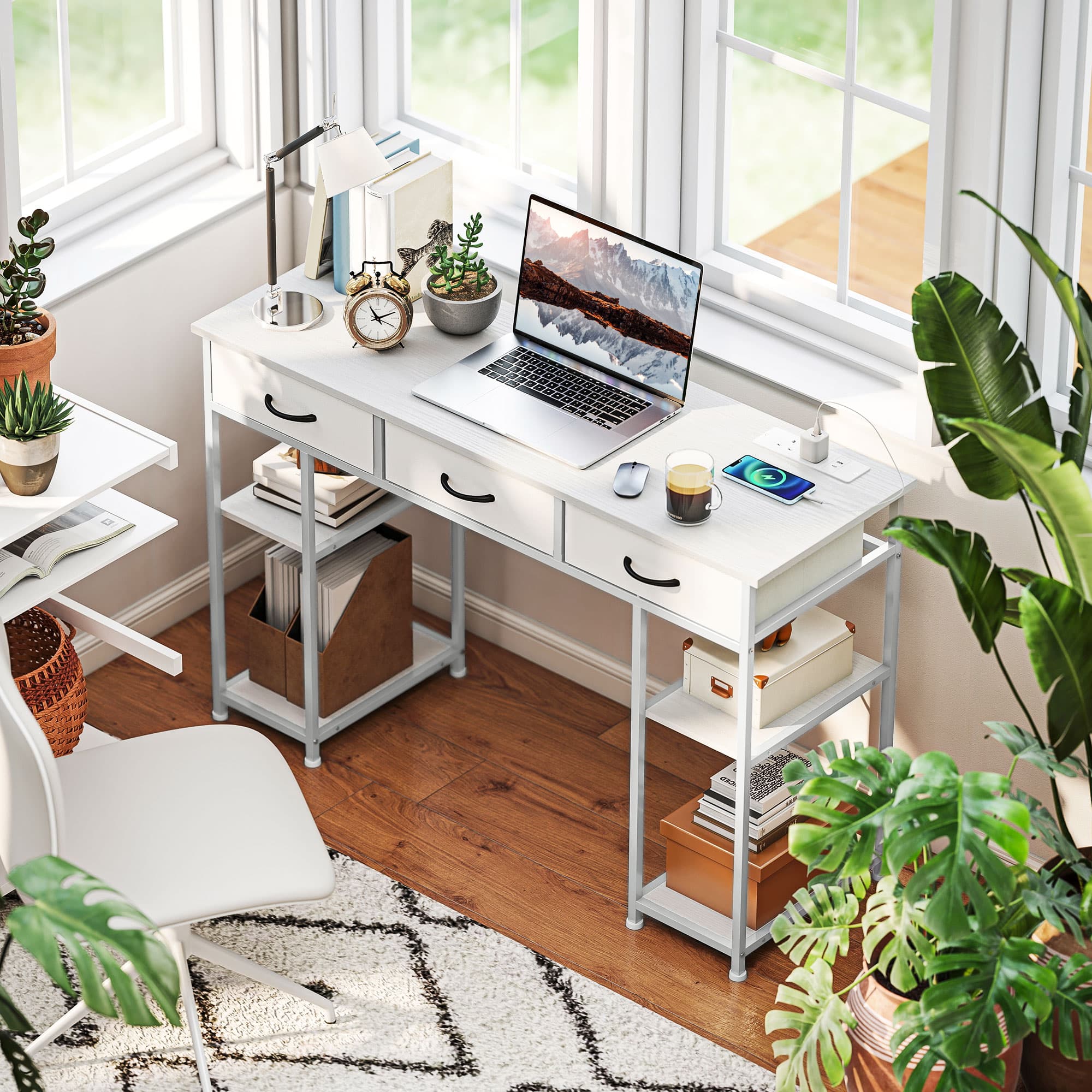 Effortless Organisation: 120cm White Desk with Power Station - image 1